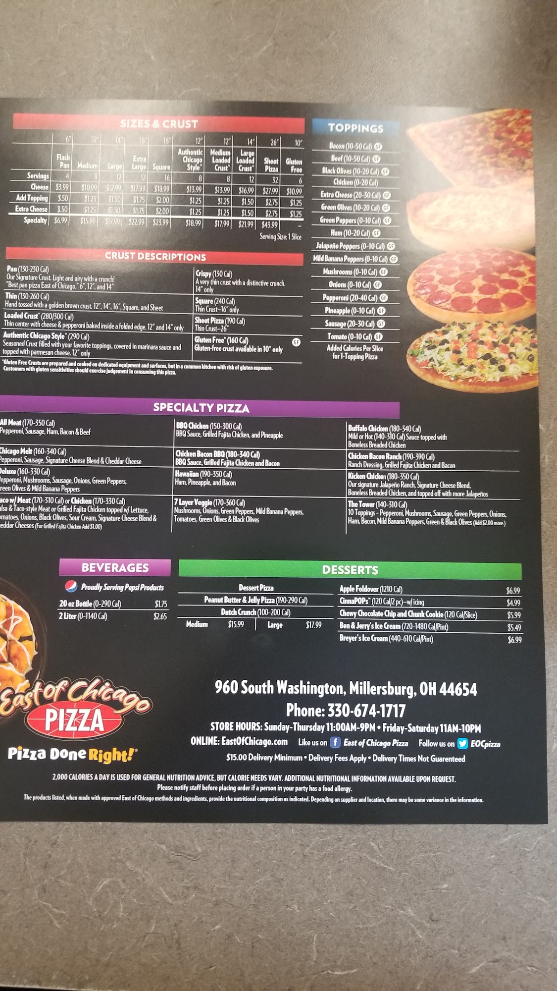 East of Chicago Menu