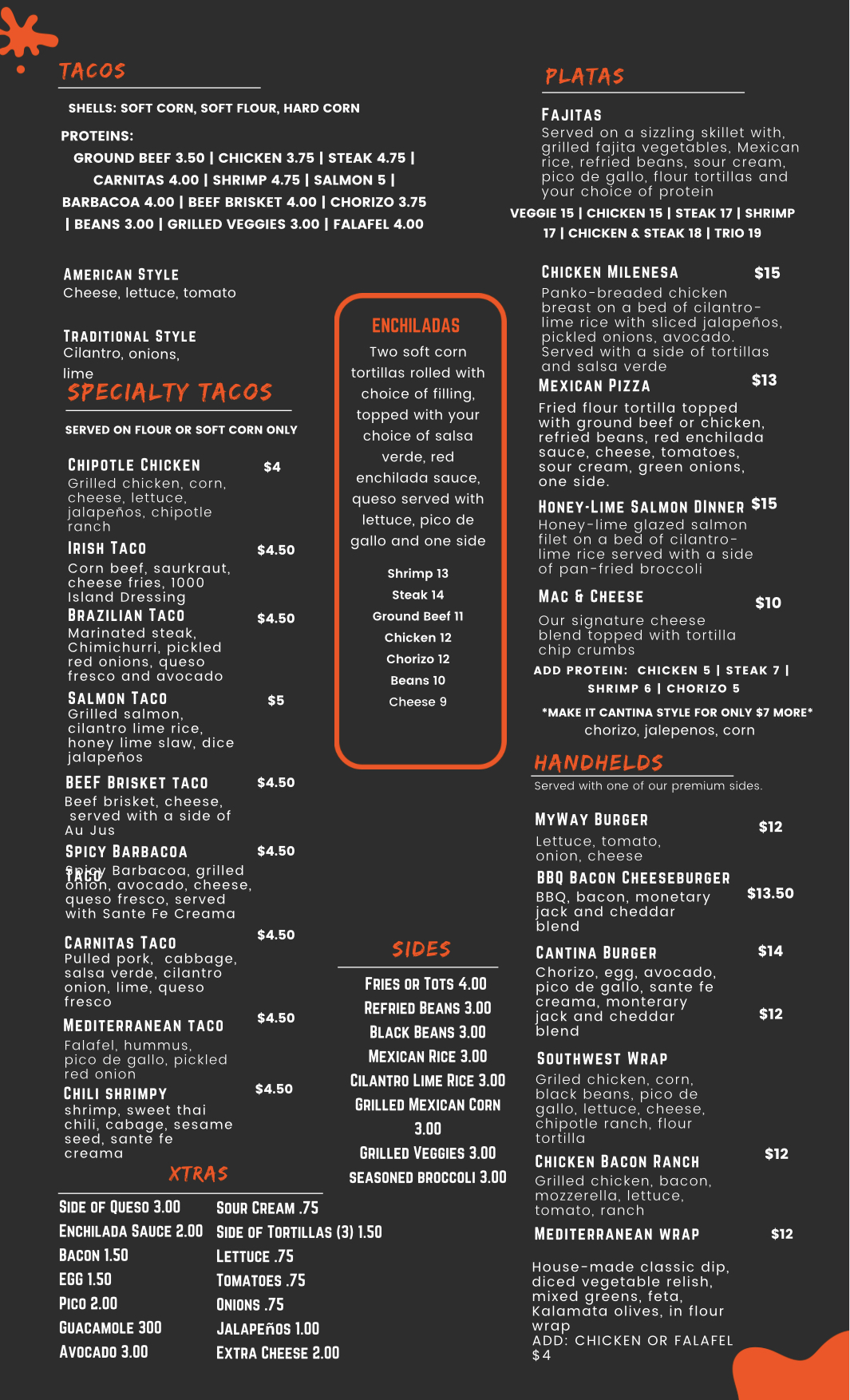 MyWay Cantina Menu