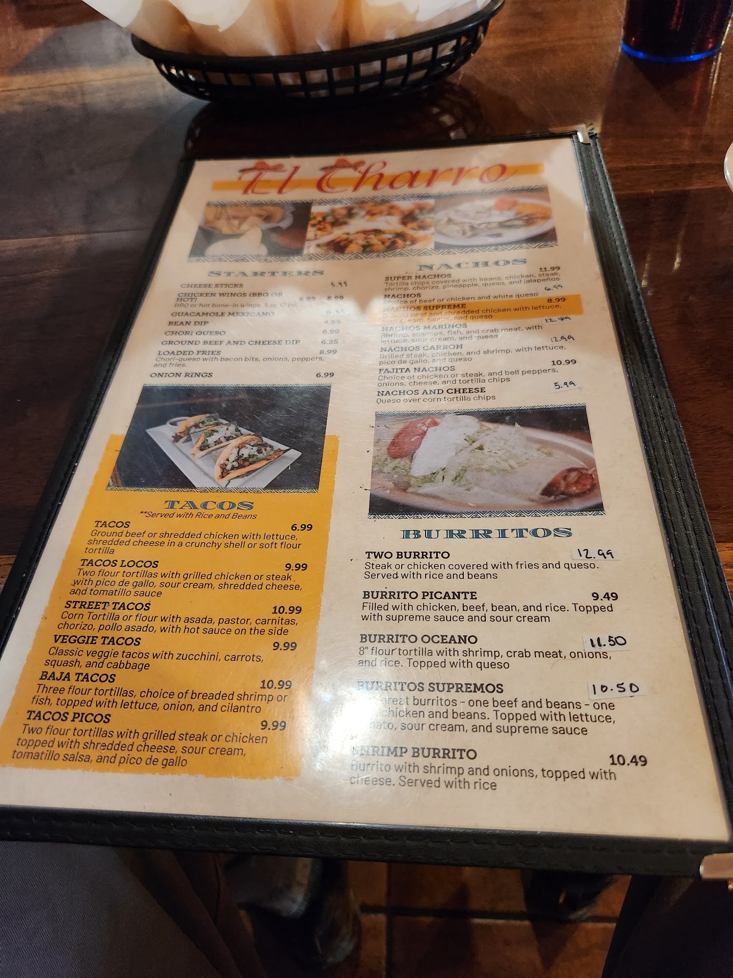 El Charro Menu