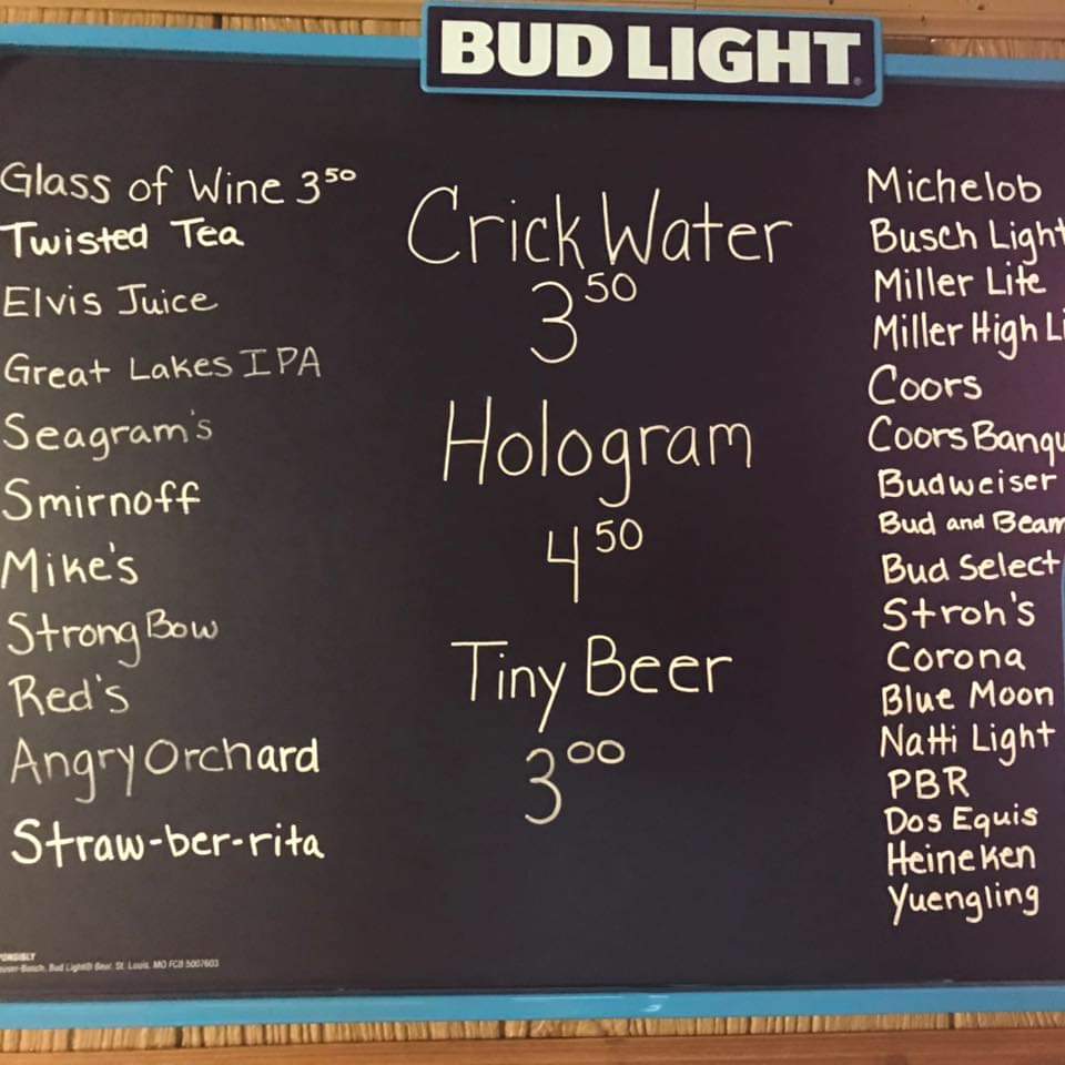 Tiny Tap Tavern Menu
