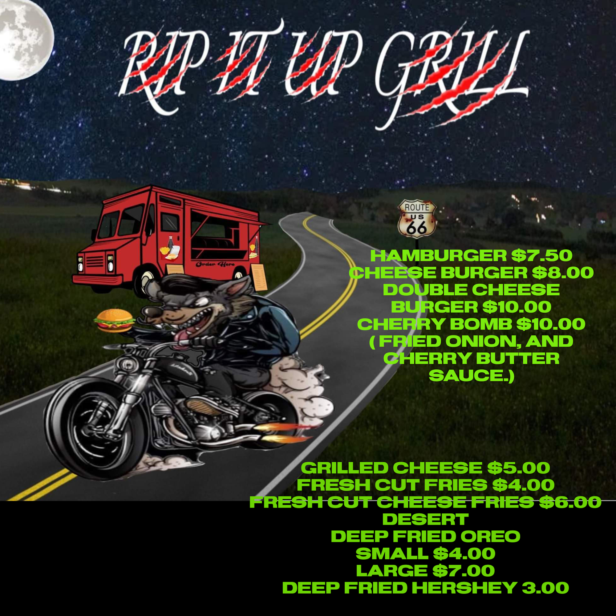 Rip it up grill Menu