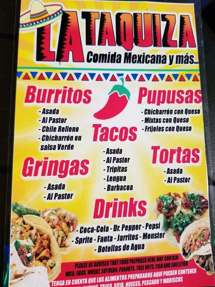 La Taquiza Menu