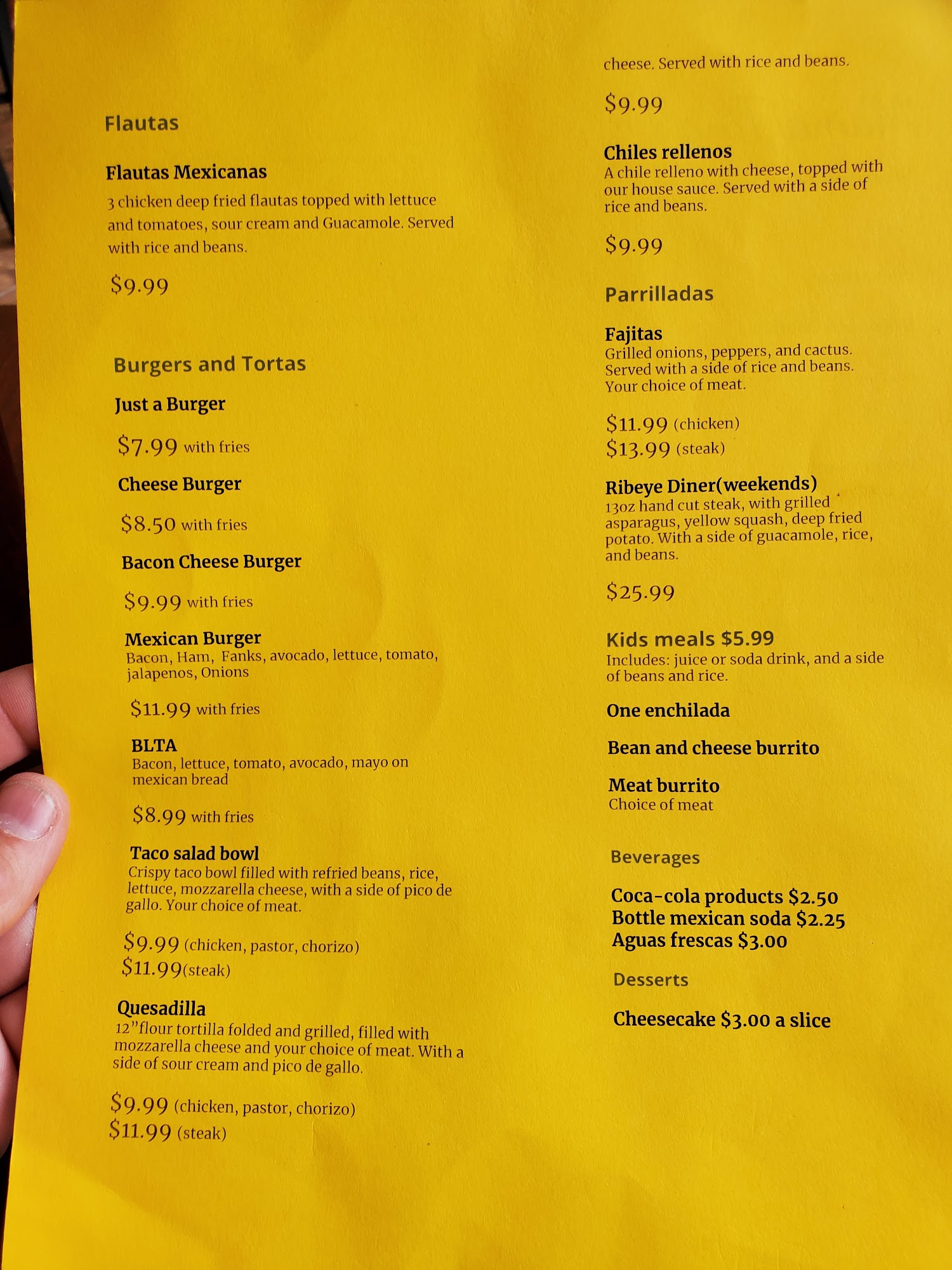 Mama Tina's Mexican Kitchen Menu