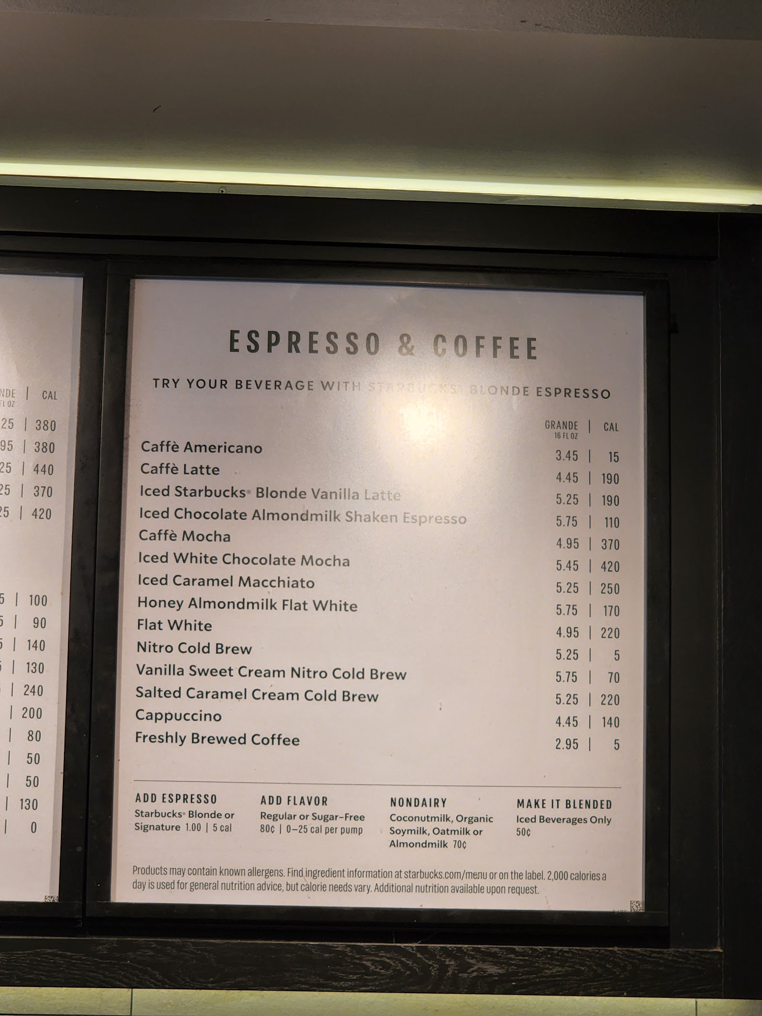 Starbucks Menu