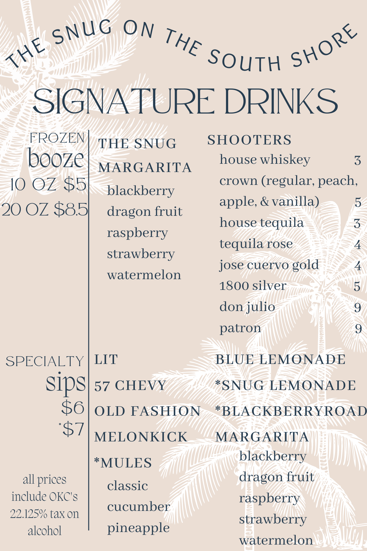 The Snug OKC Menu