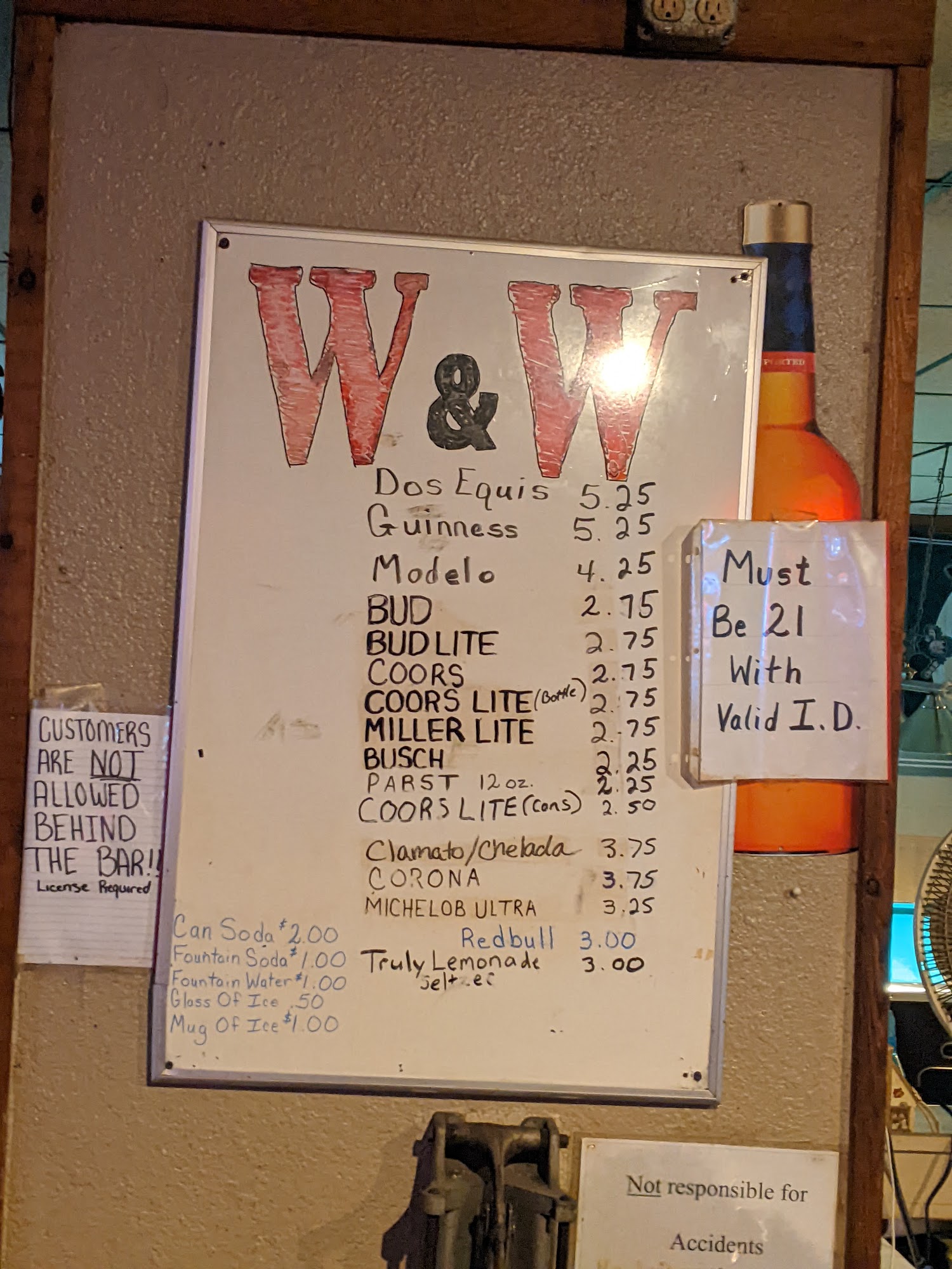 W & W Lounge Menu