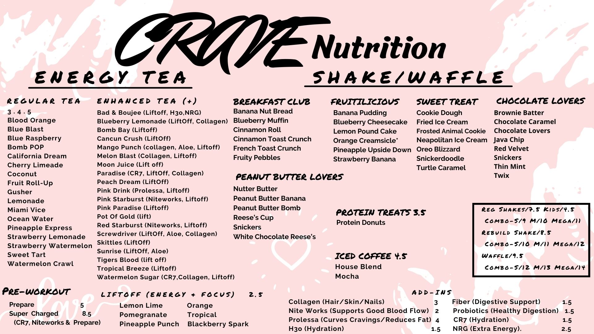 Crave Nutrition Menu