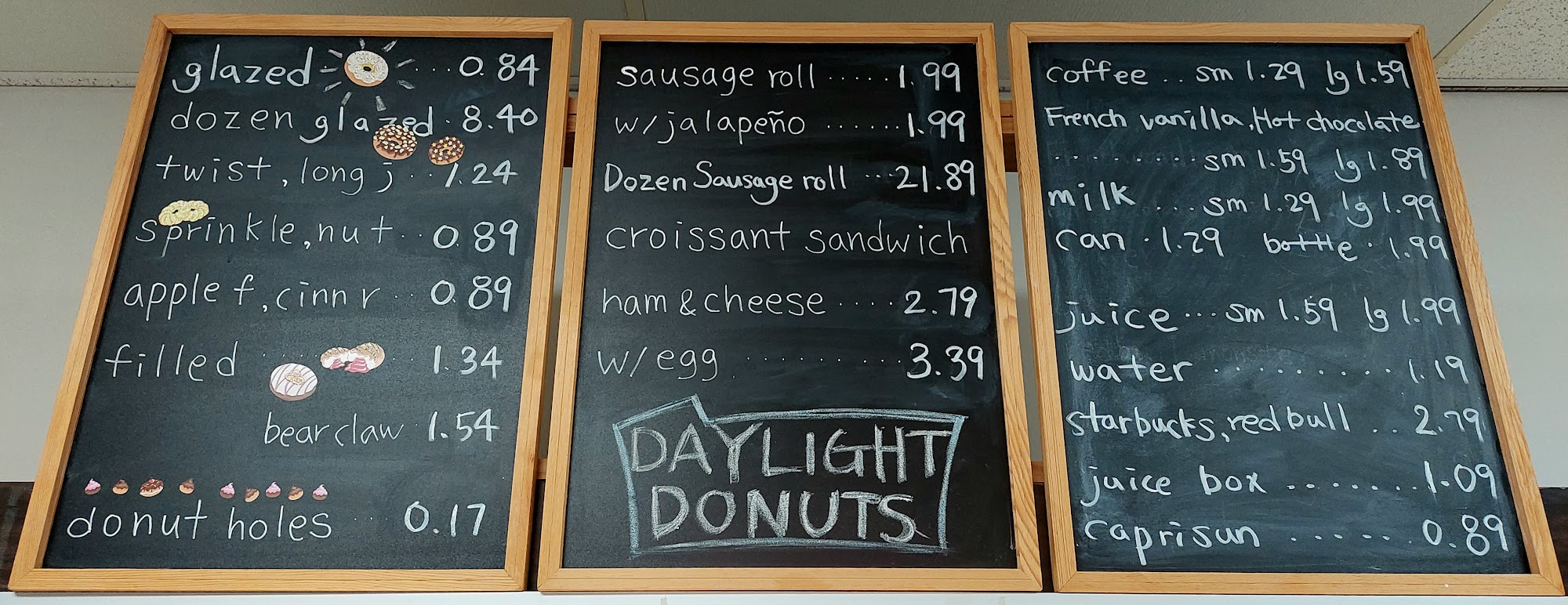 Daylight Donuts Menu