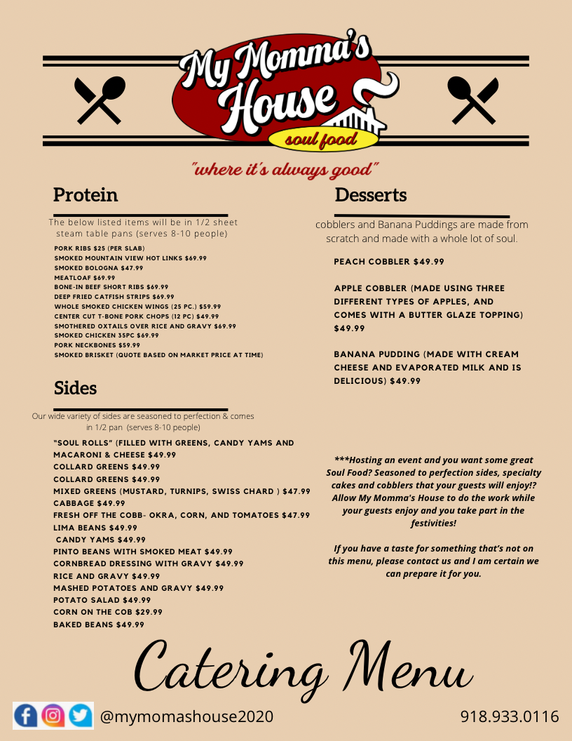 My Momma's House Menu
