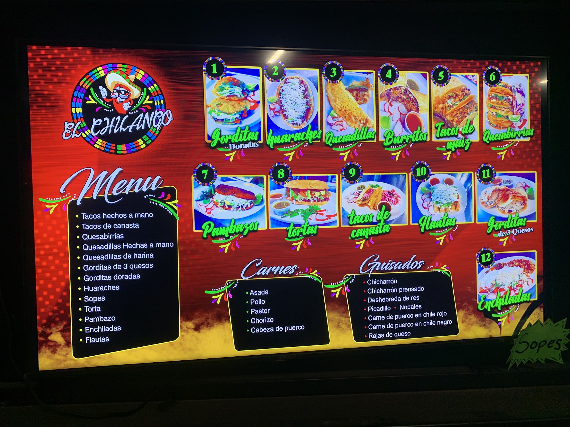 Tacos el Chilango Menu