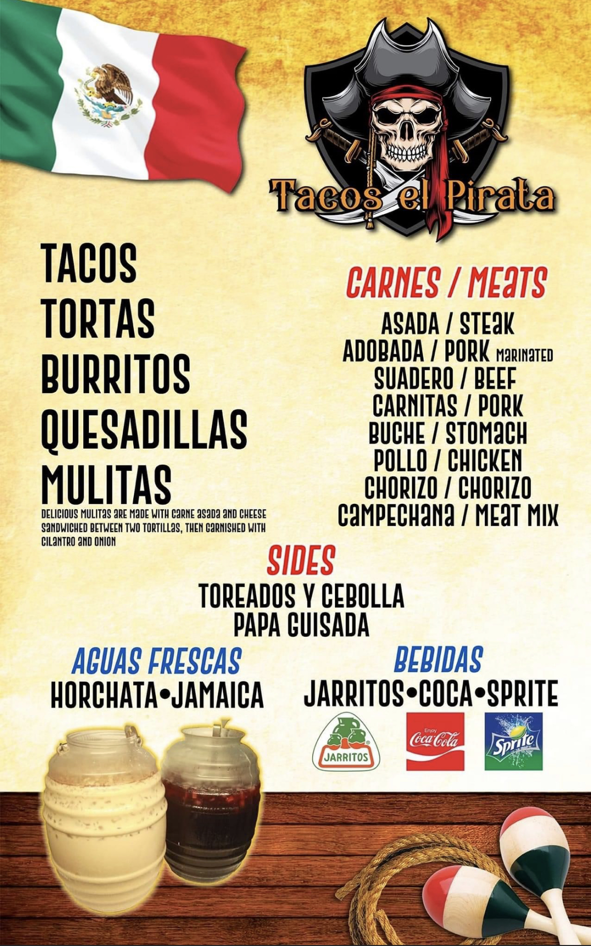 Tacos El Pirata Menu