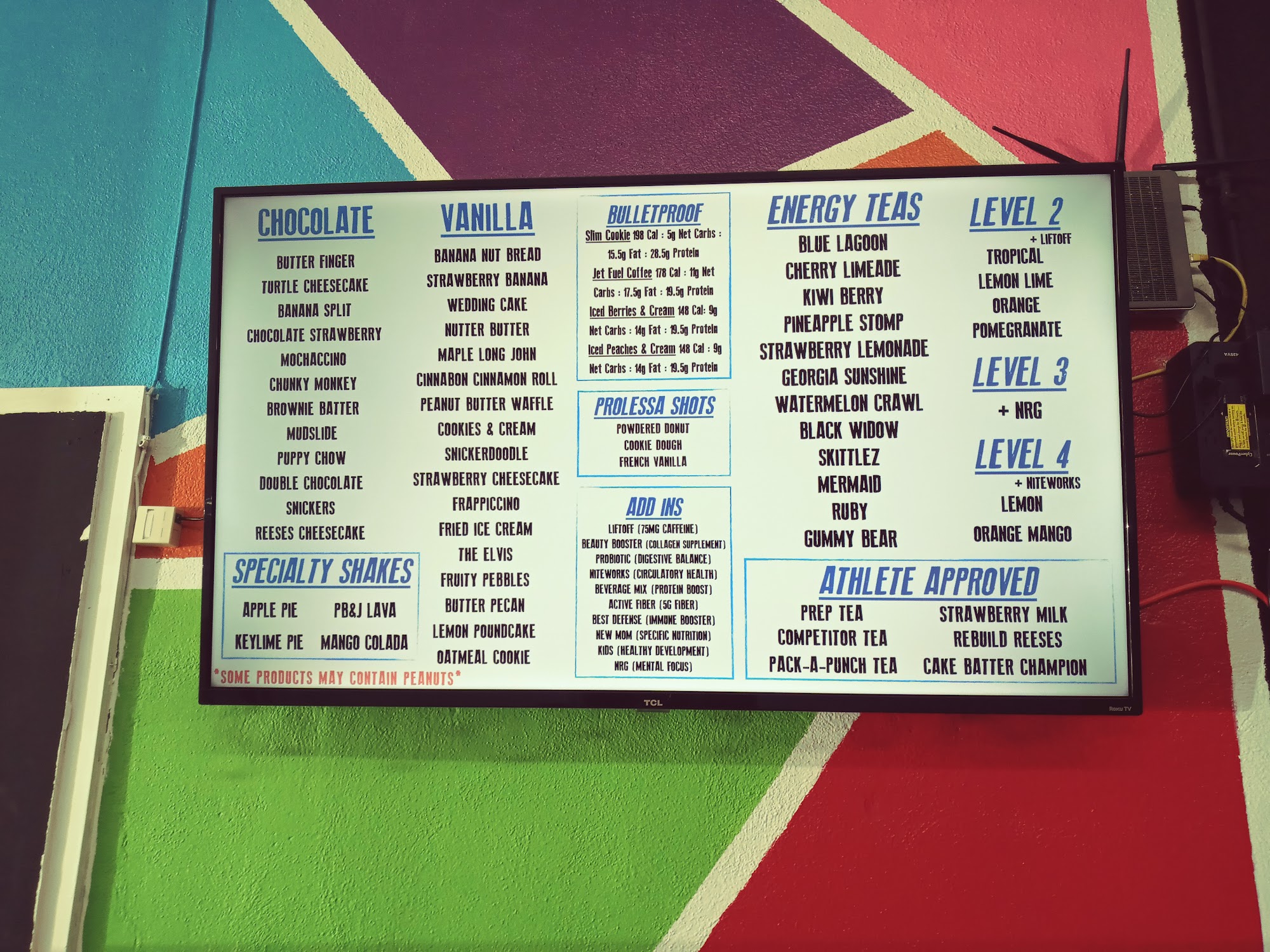 The Nest Nutrition Menu