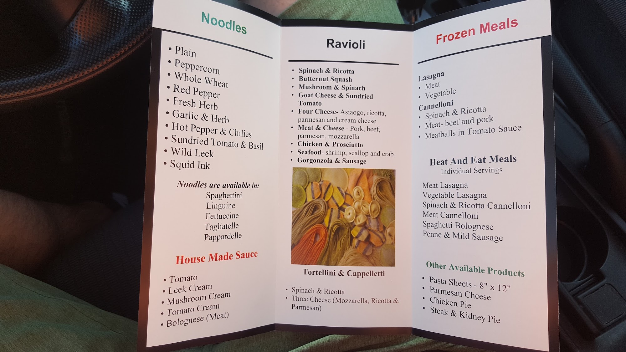 Jilly's Pasta & Fine Food Menu