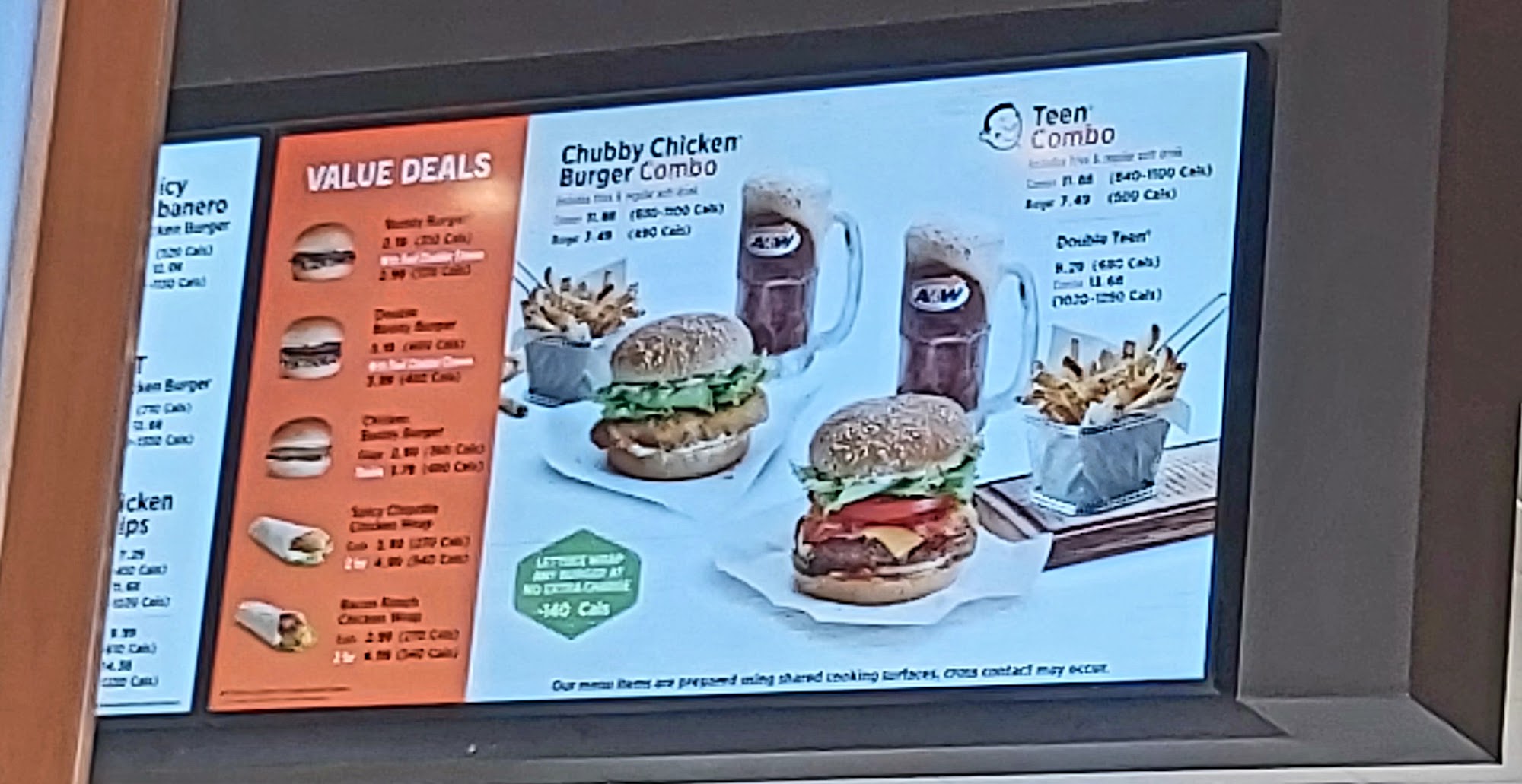 A&W Canada Menu