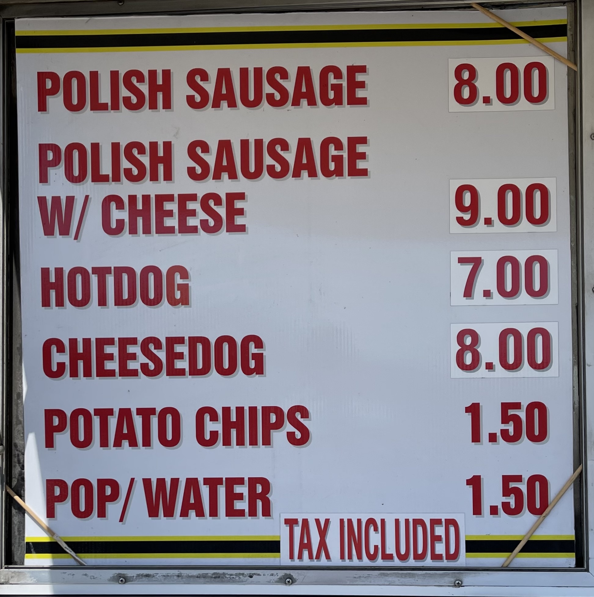 Chris' Sausage Menu