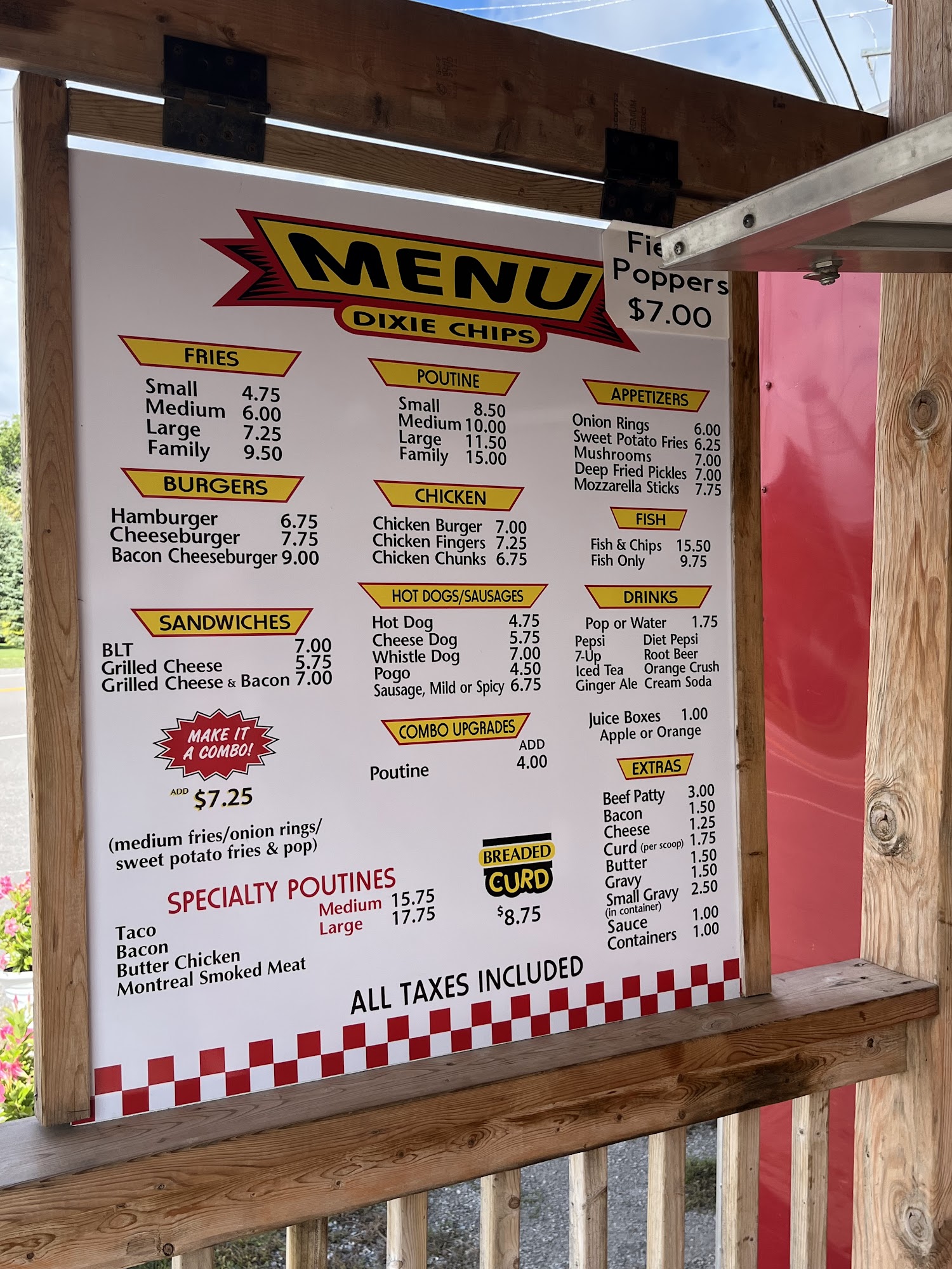 Dixie Chips Menu