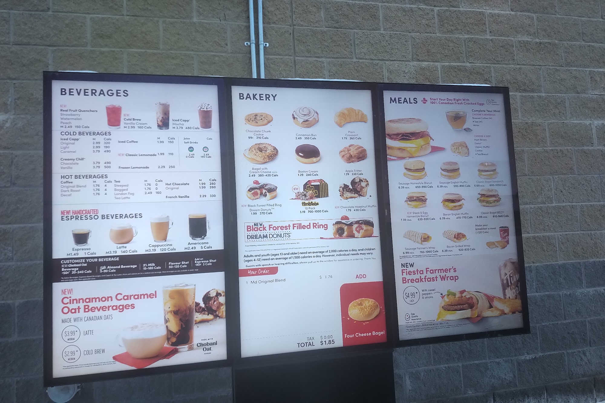 Tim Hortons Menu