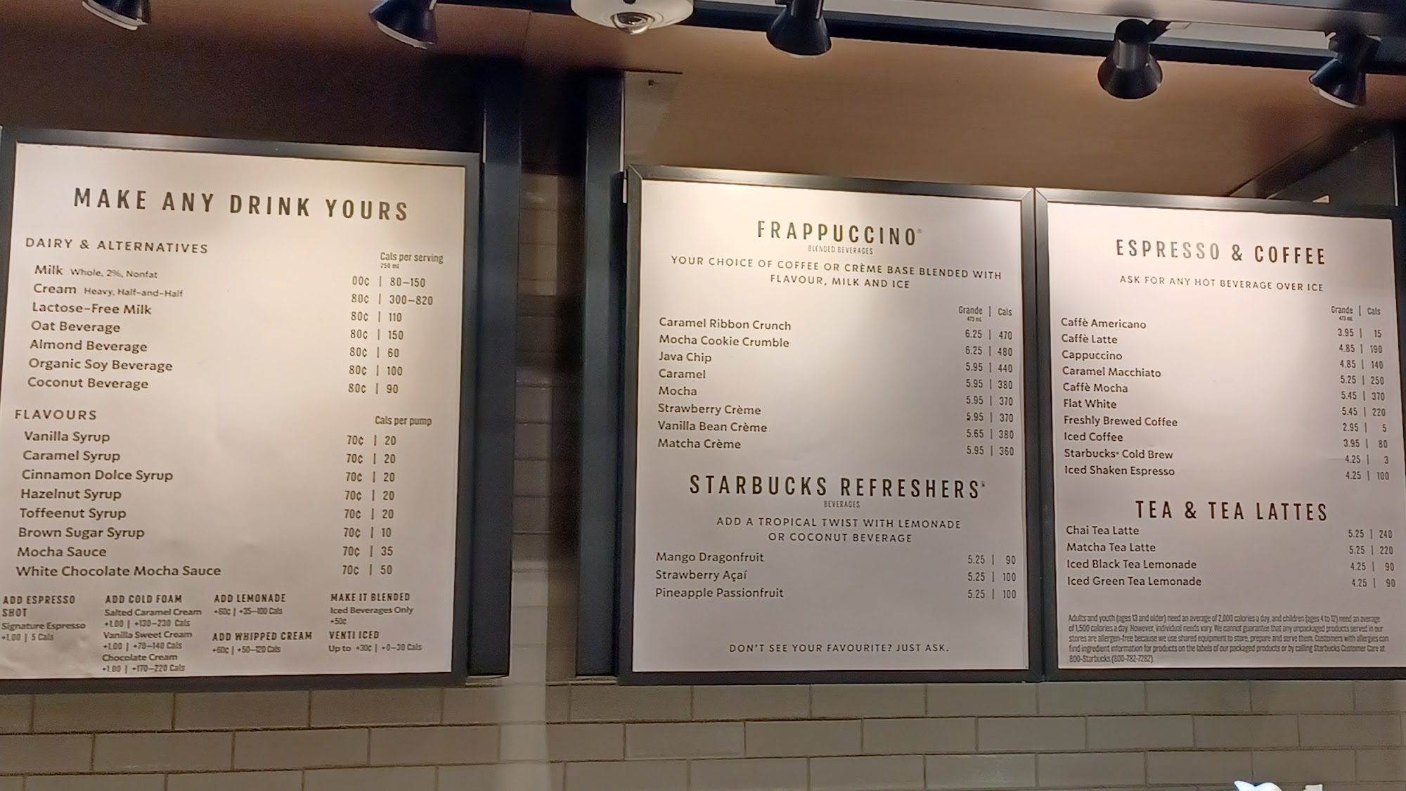 Starbucks Menu