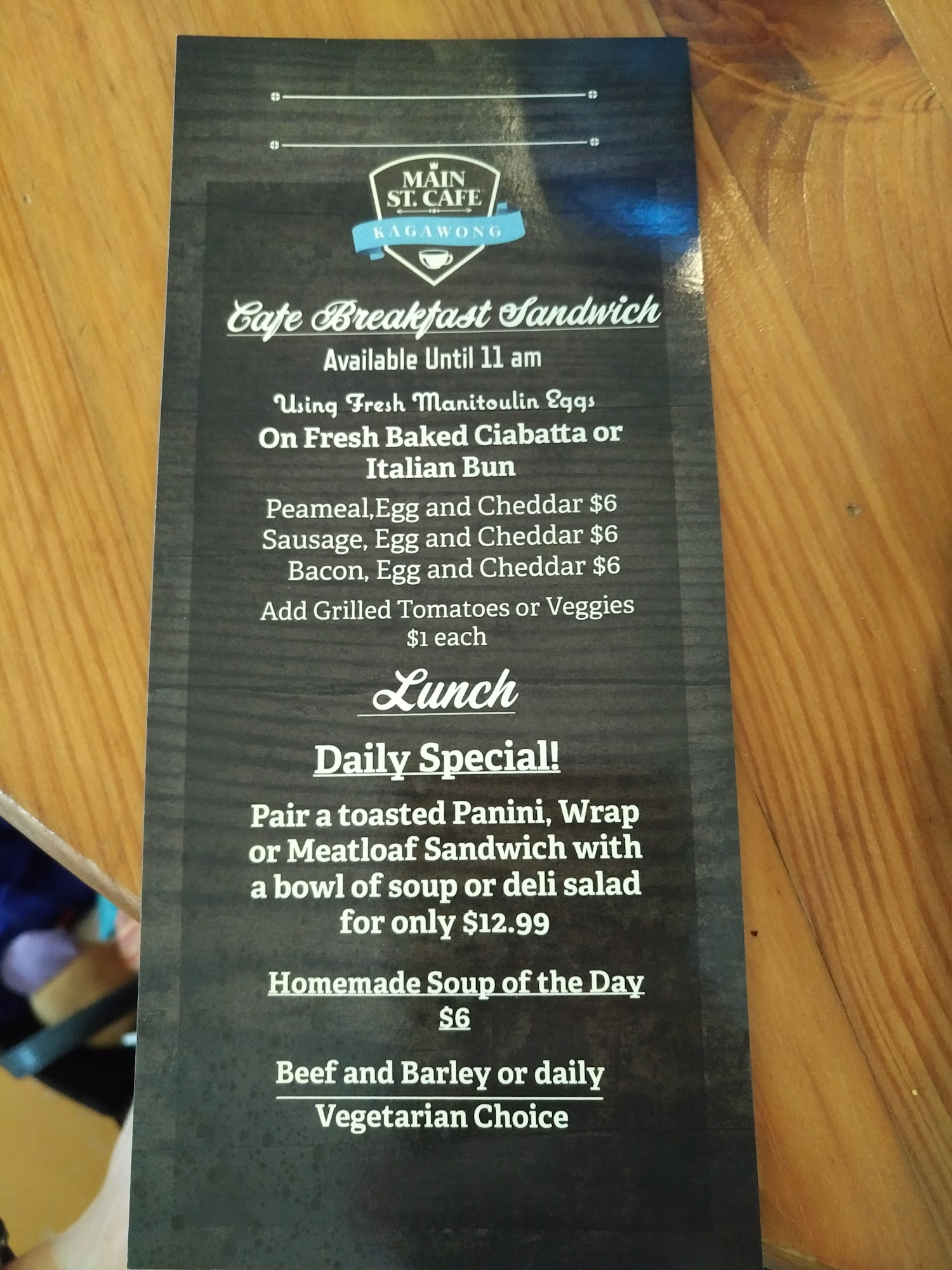 Main St. Cafe Menu