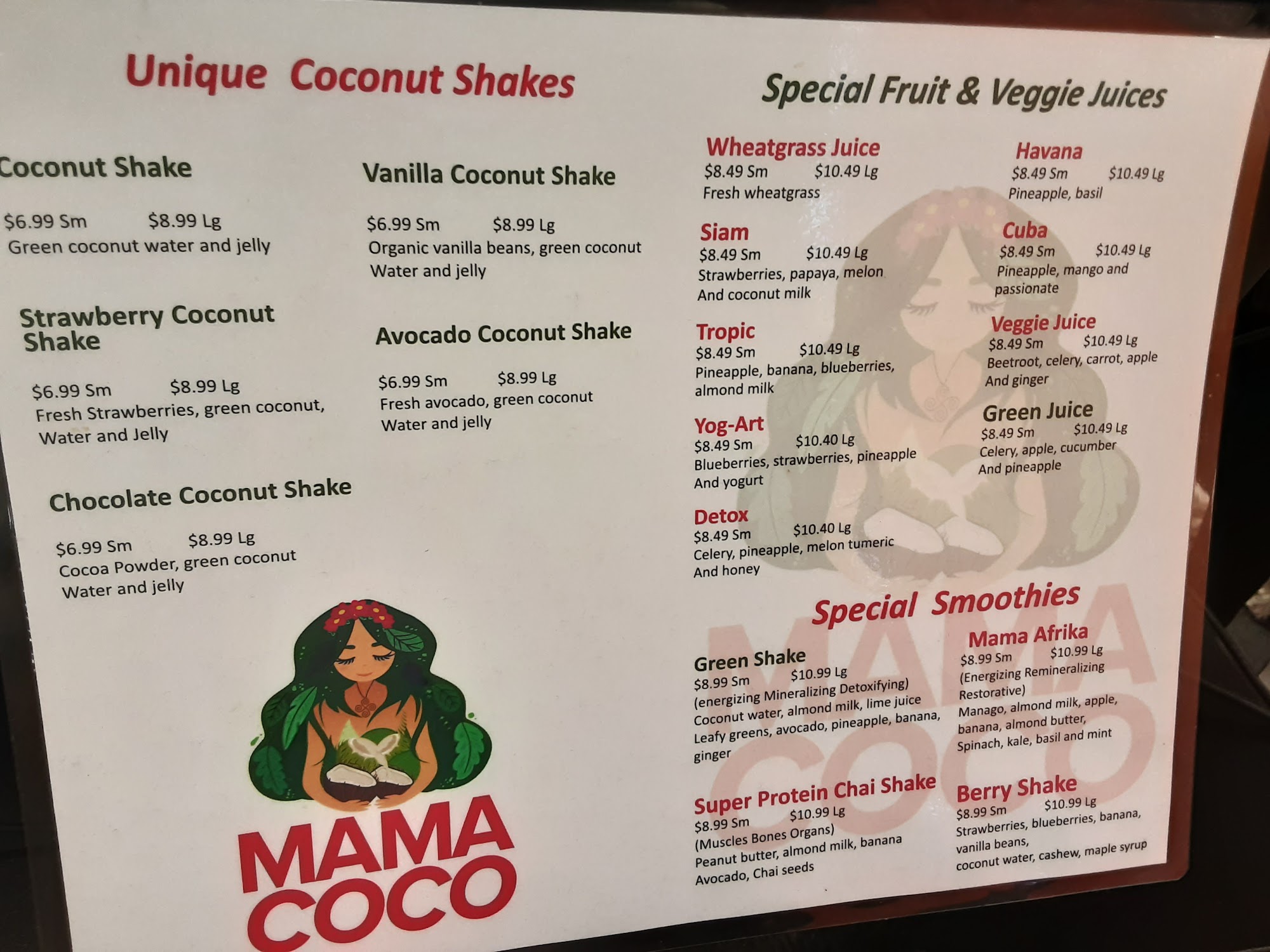 Mama Coco Menu