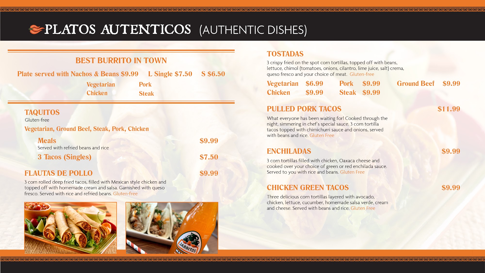 Tres Chiles Mexican Restaurant Menu