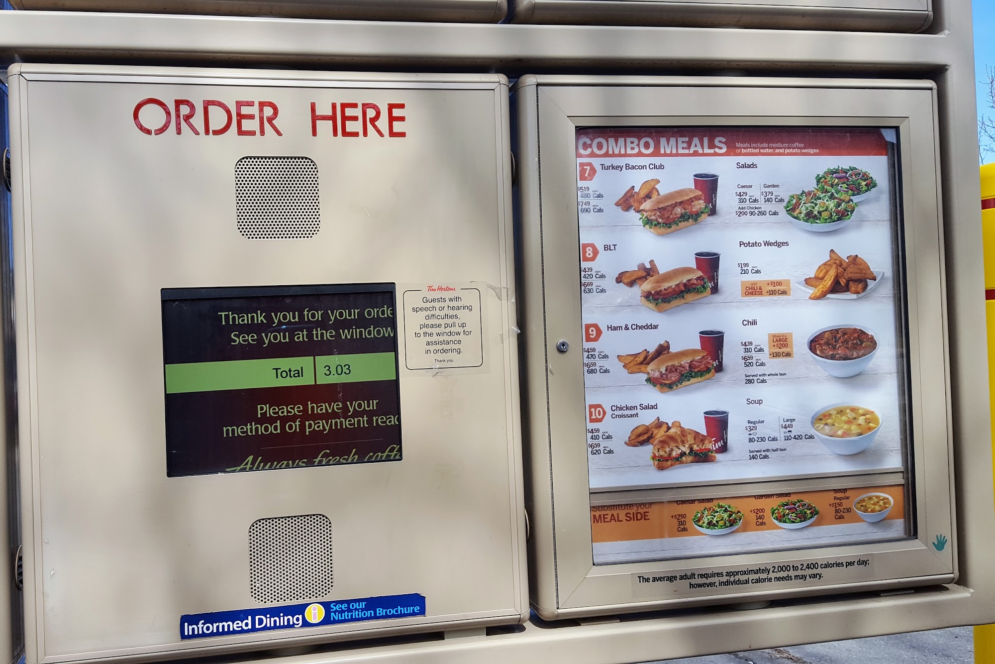 Tim Hortons Menu