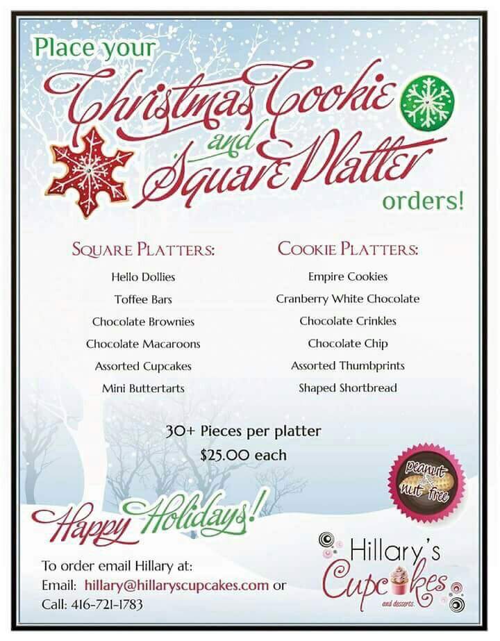 Hillary's Cupcakes and Desserts Menu