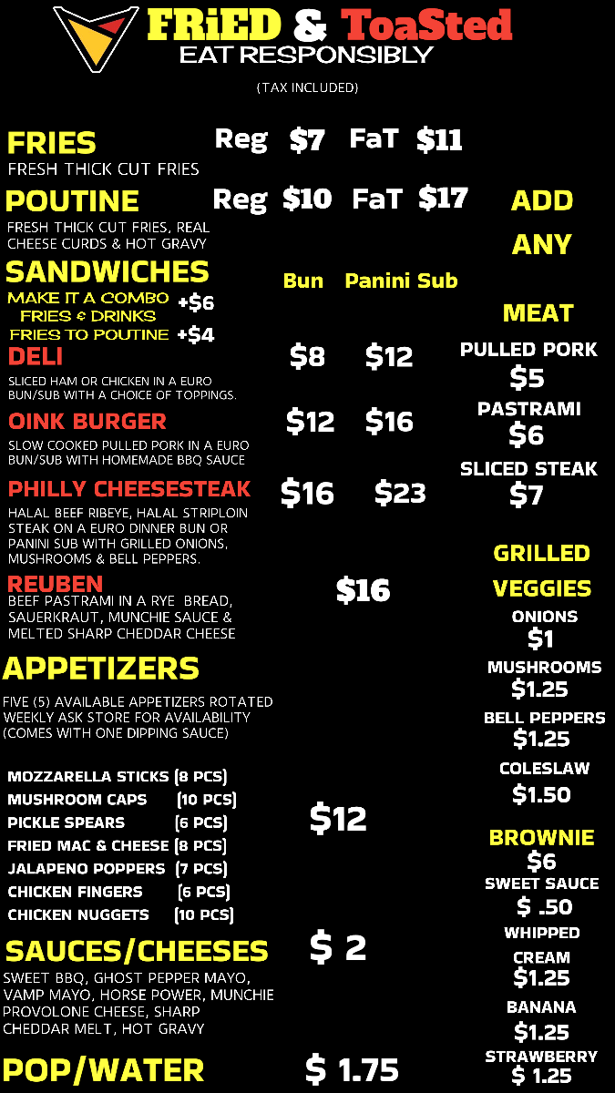 Fried and Toasted (Niagara) Menu