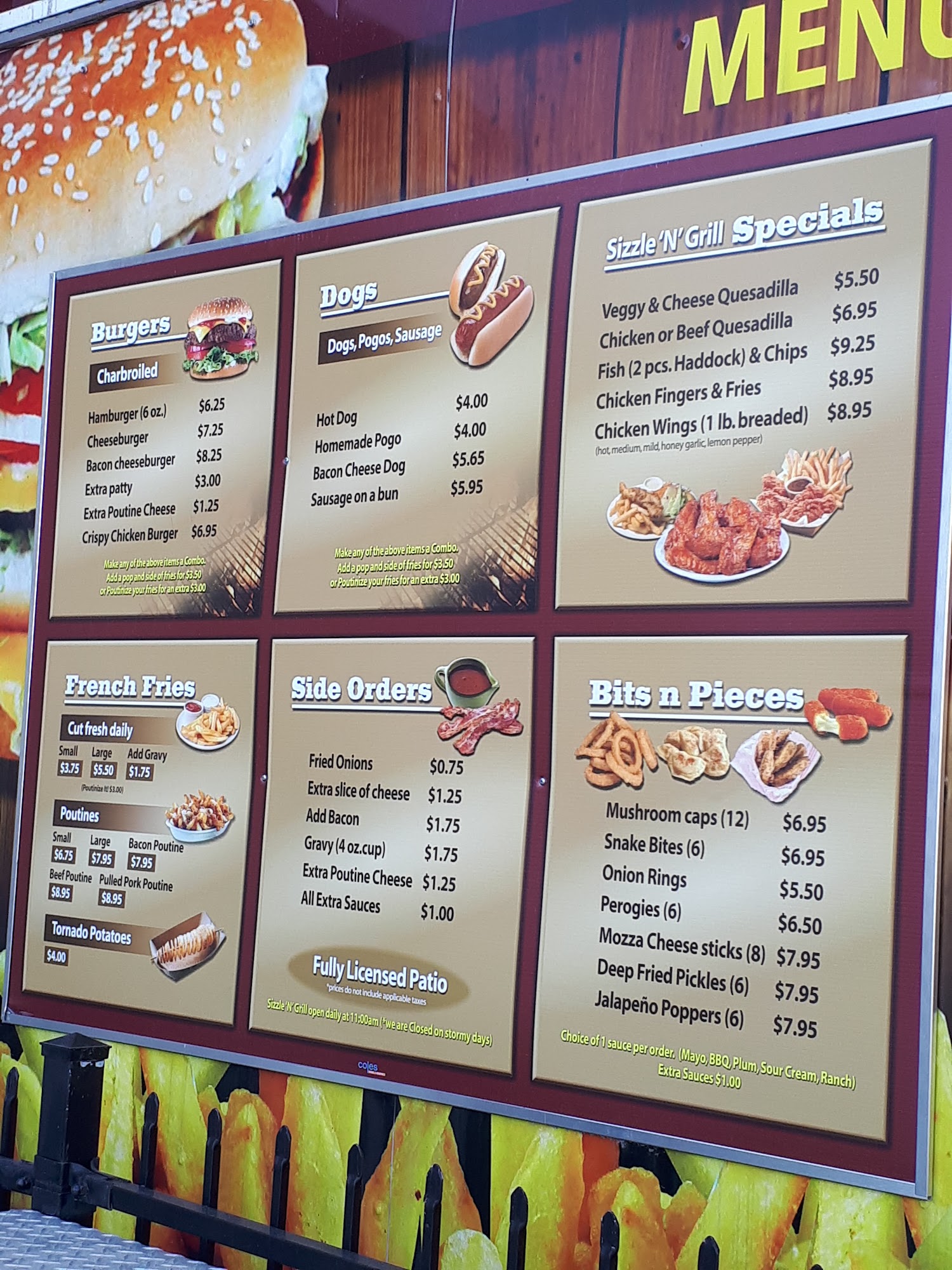 Partners sizzle'N'fries Menu