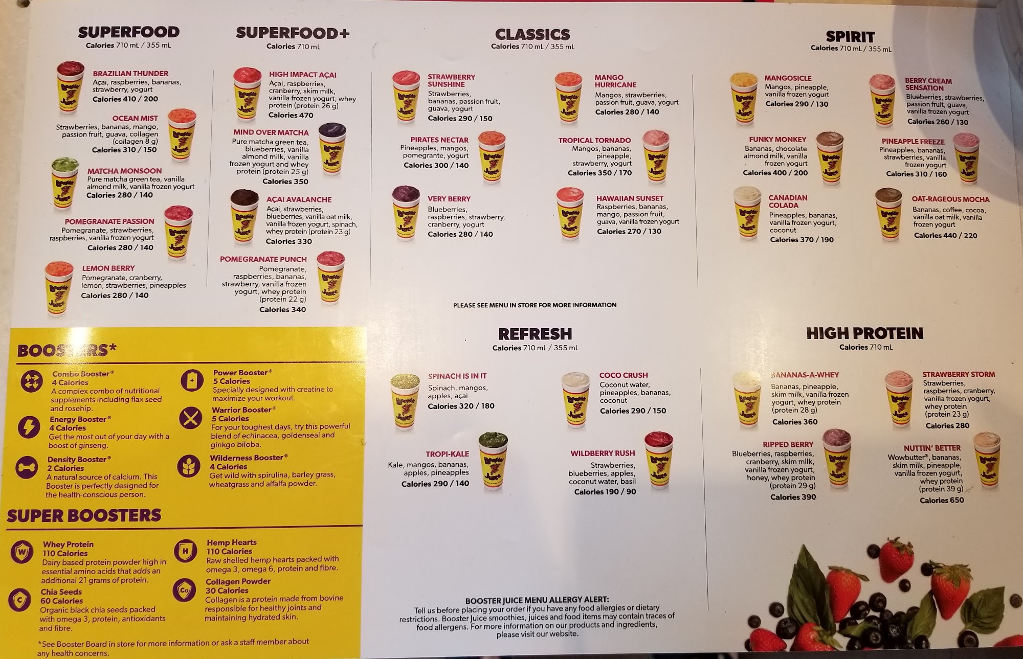 Booster Juice Menu