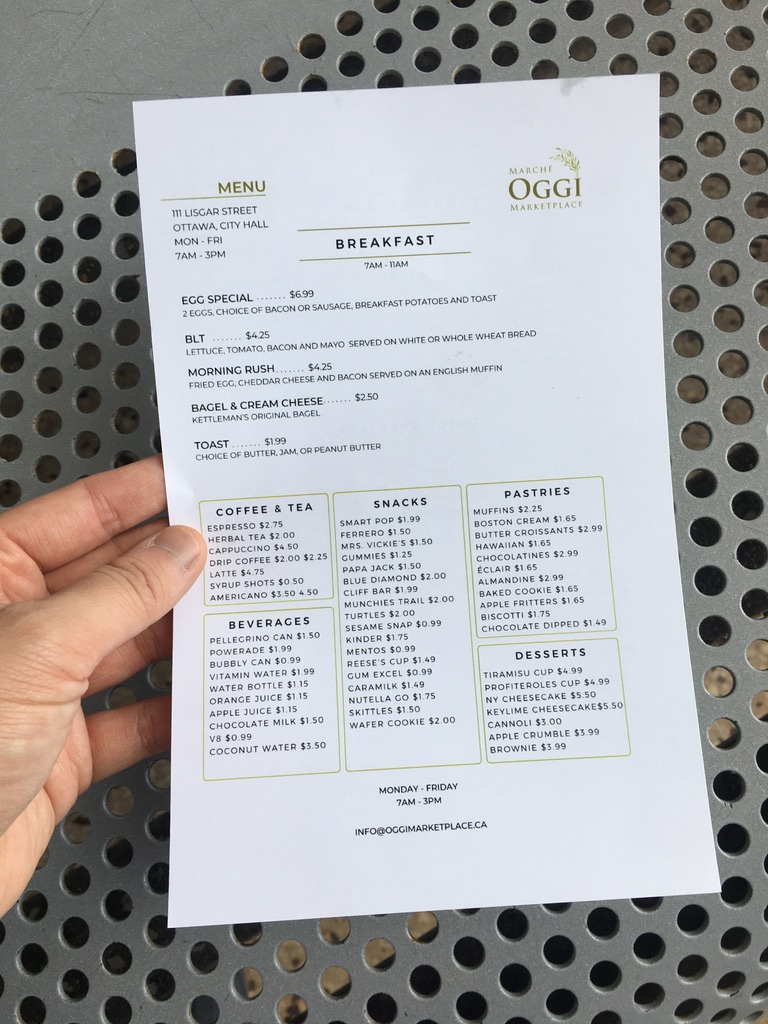 Marche Oggi Marketplace Menu