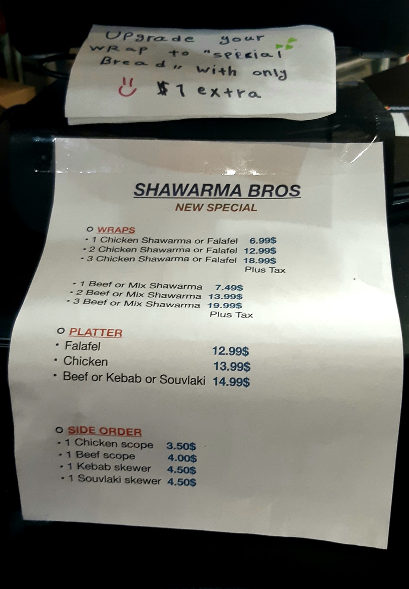 Shawarma Bros Menu