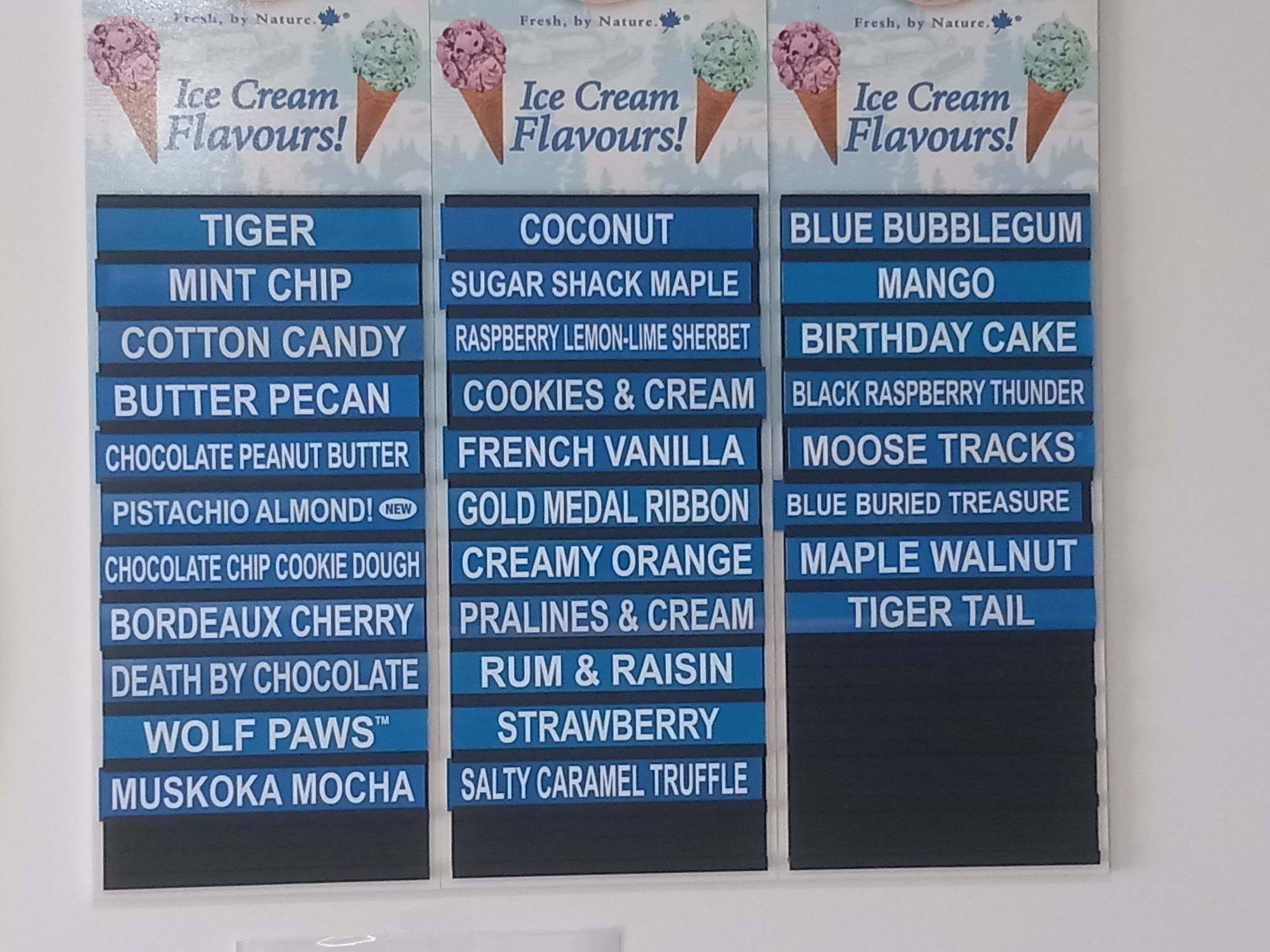 The Frozen Cow Menu