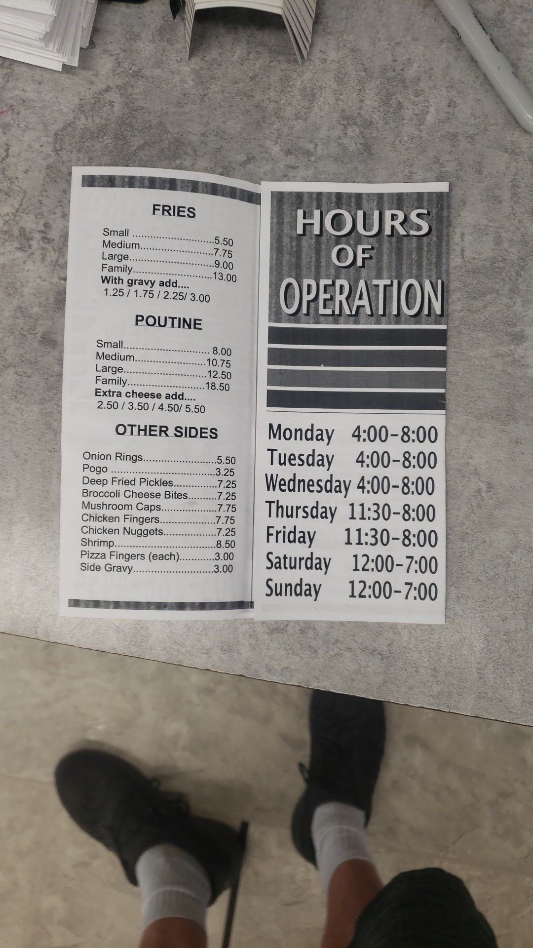 Bob's Lake Burger Bus Menu