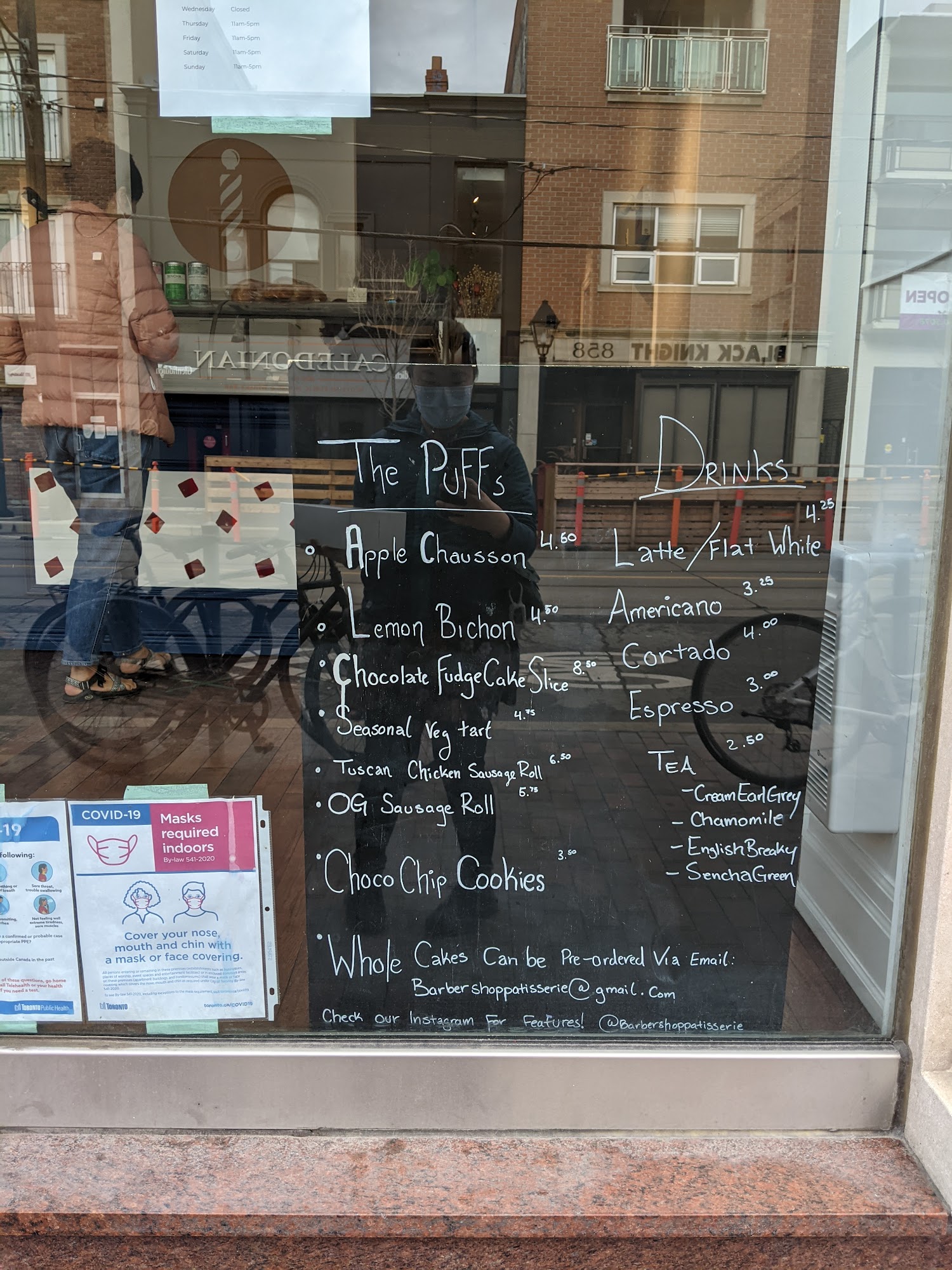 Barbershop Patisserie Menu