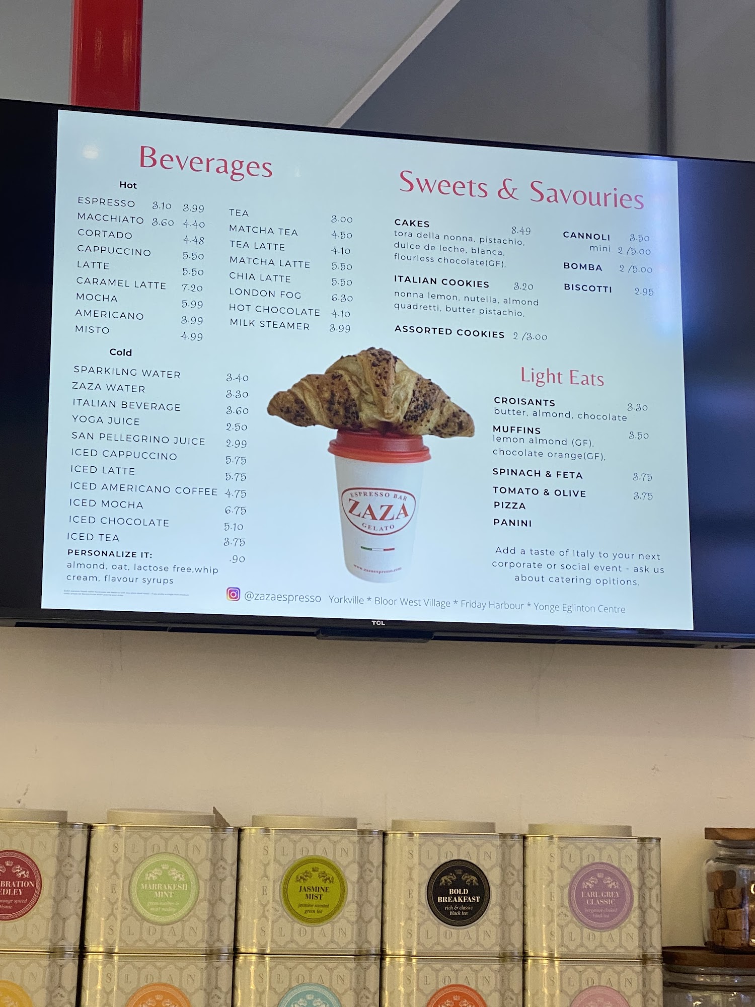 Zaza Espresso Bar Menu