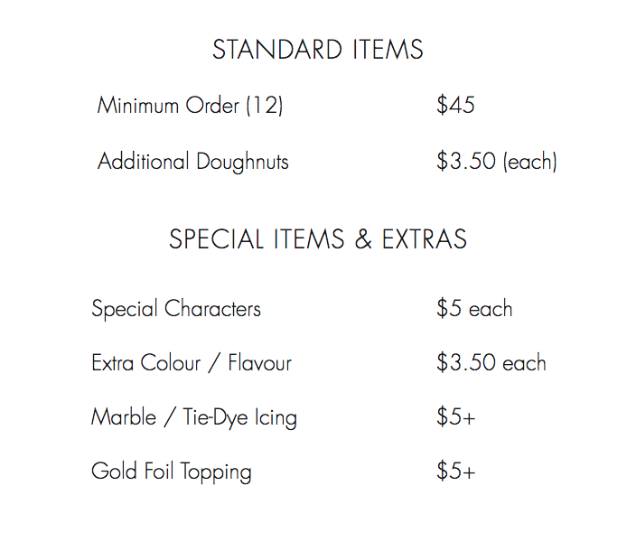 Letterbox Doughnuts Menu