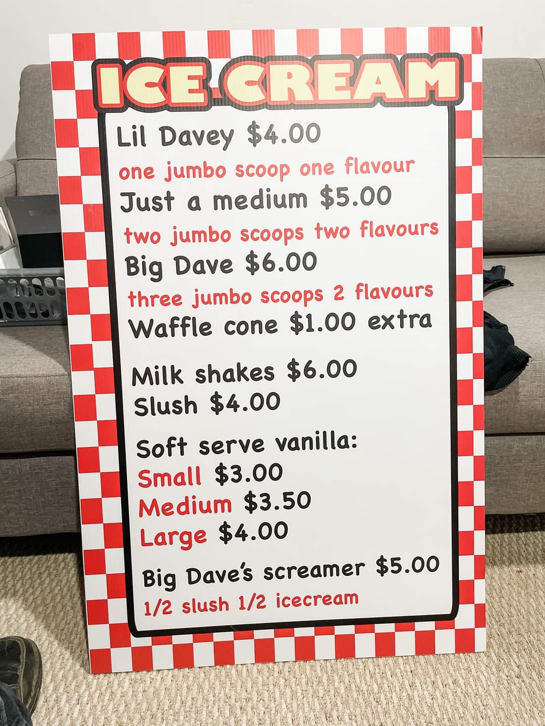 Big Daves Menu