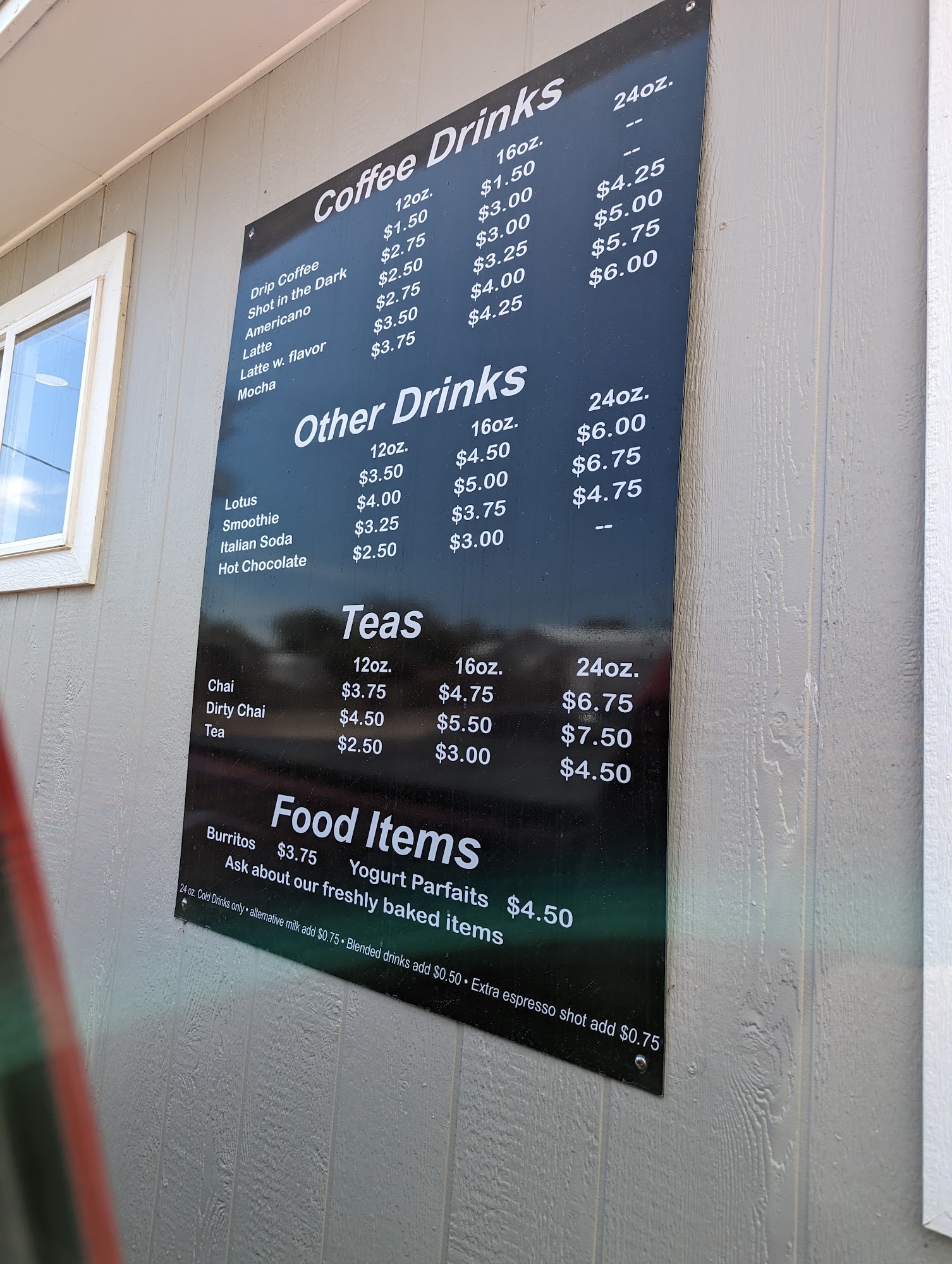 Succor Creek Coffee Menu