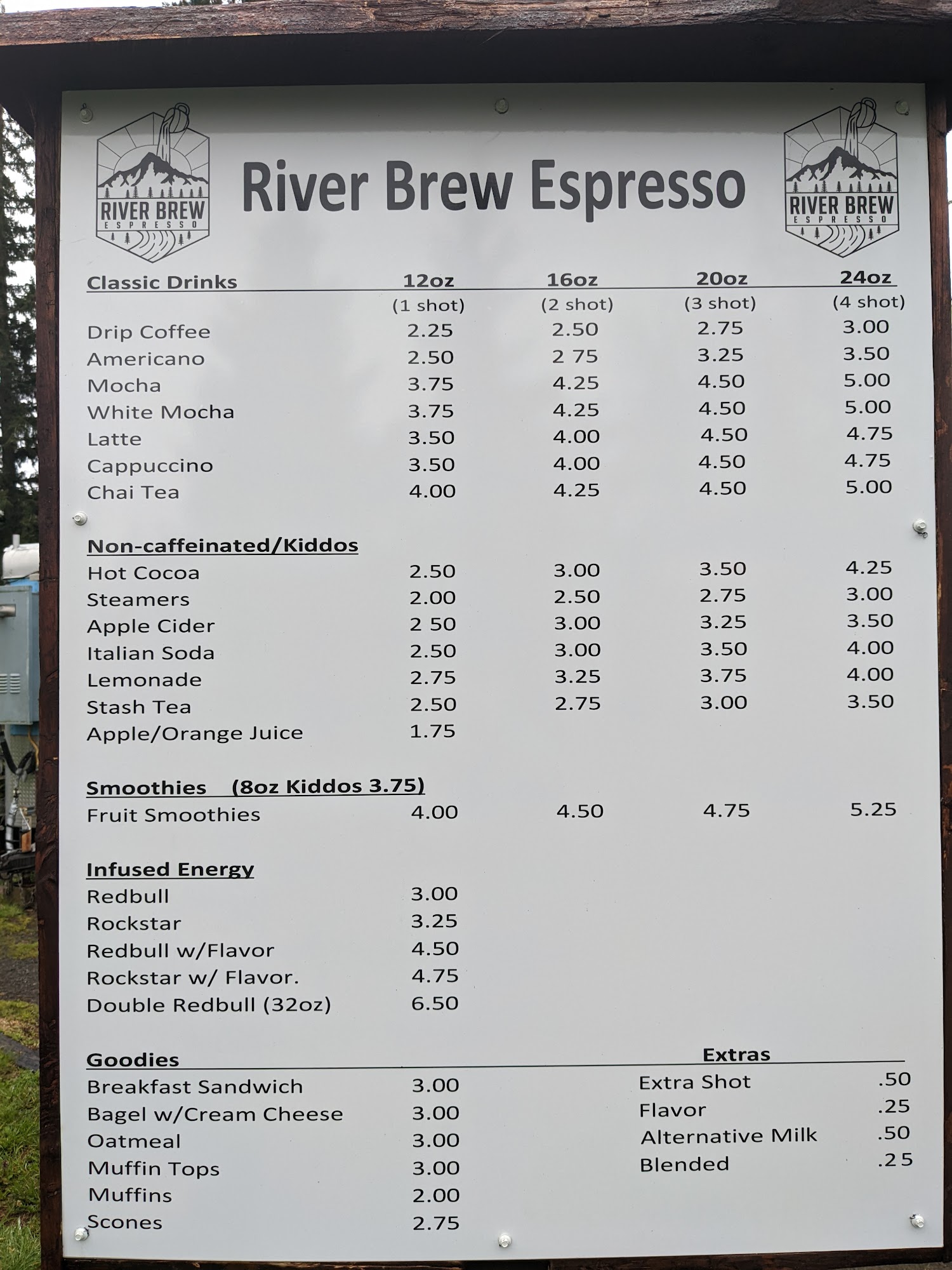 River Brew Espresso Menu