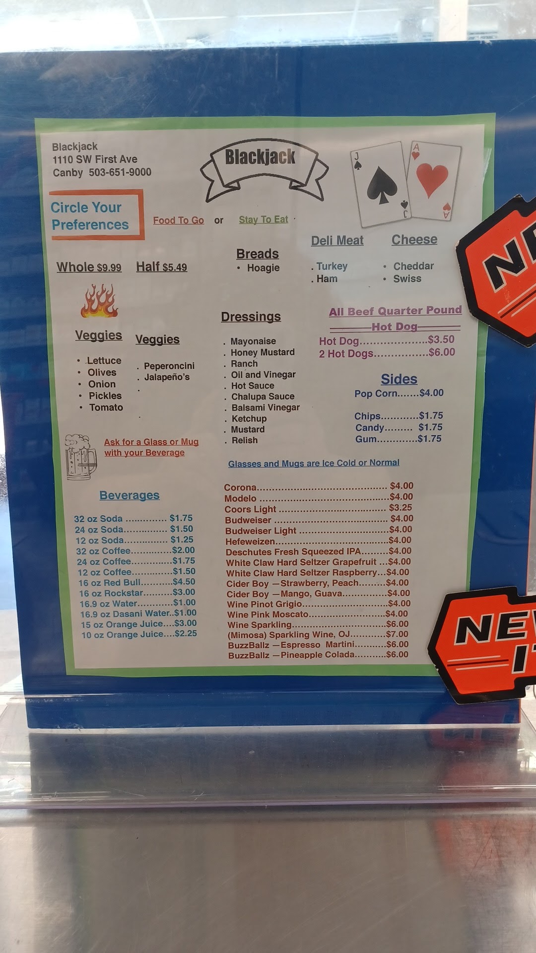 Black Jack Deli & More LLC Menu