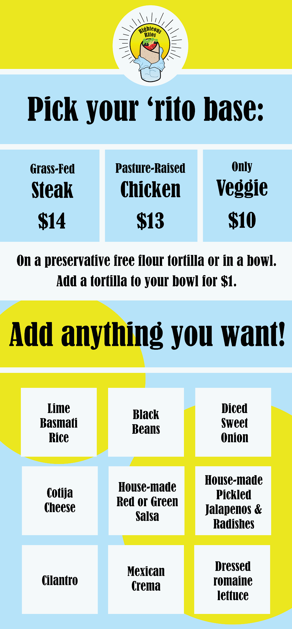 Righteous Ritos Menu