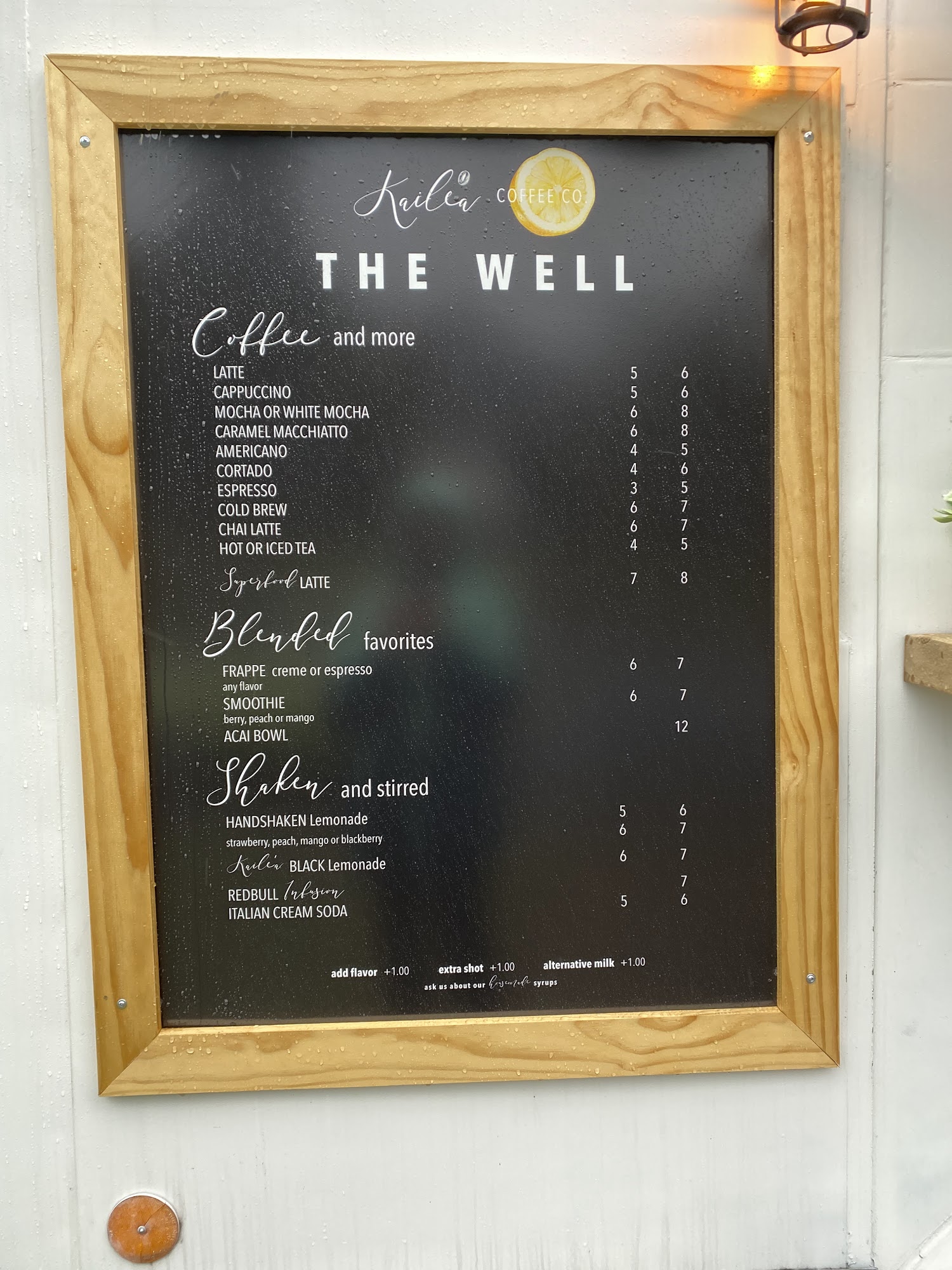 Kaile'a Coffee Co Menu