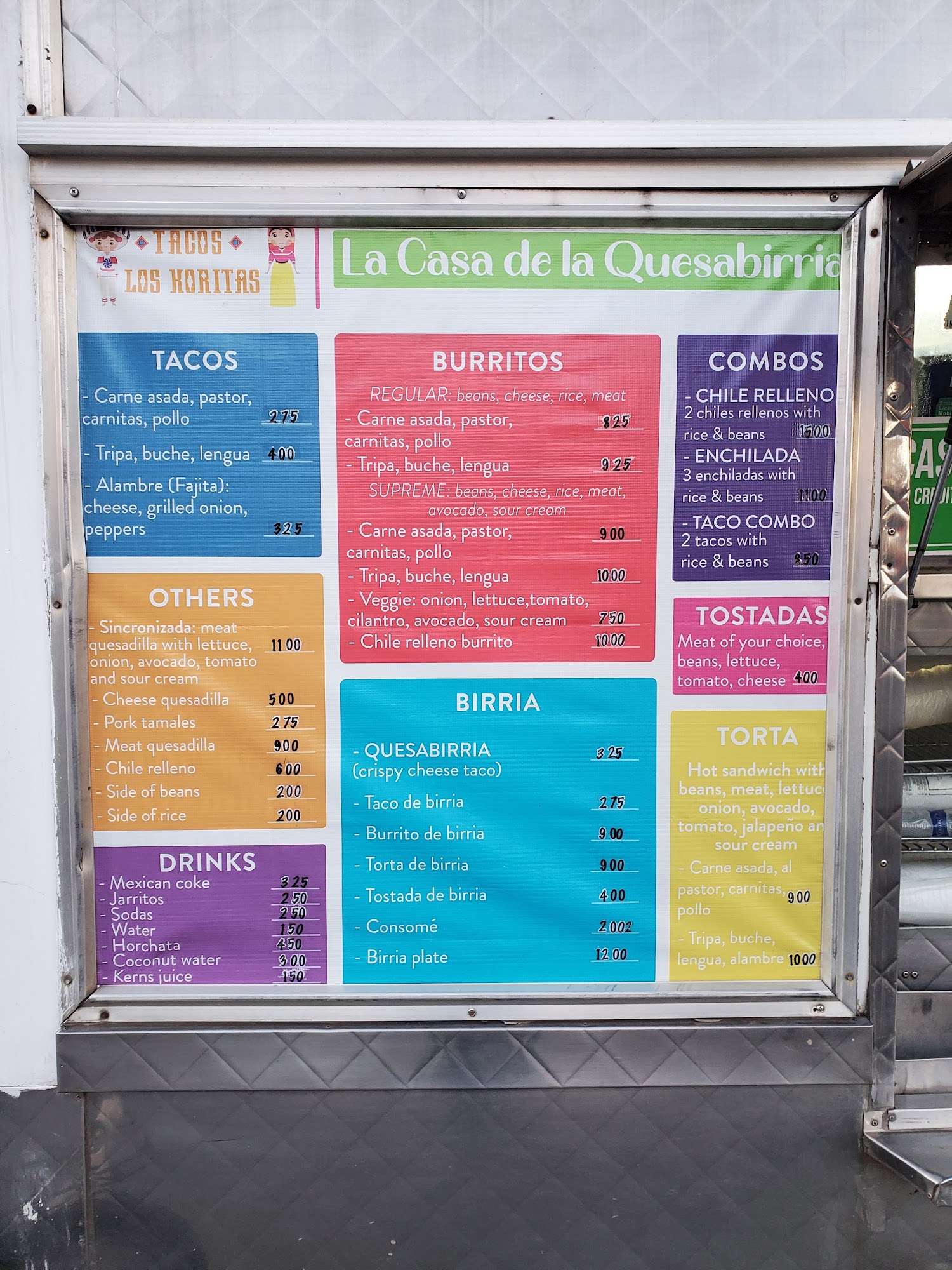 Tacos Los Koritas Menu