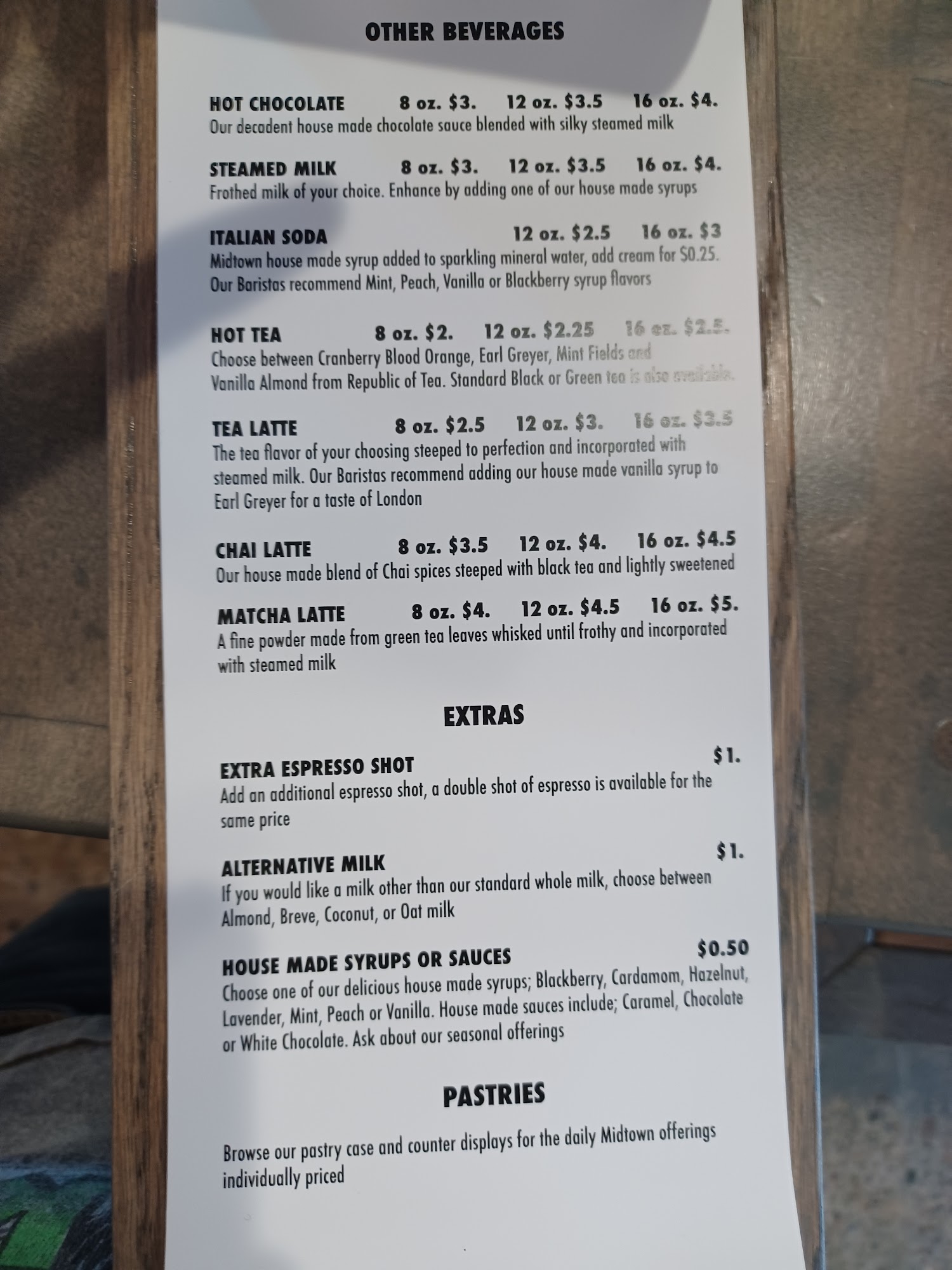 Midtown Coffee Company Menu