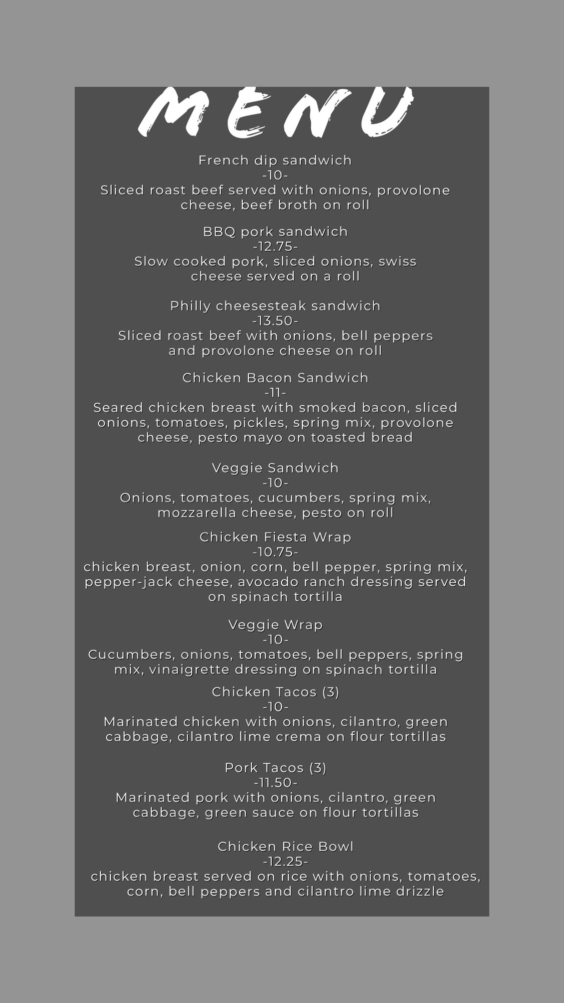 Lomeli de Fusion Menu