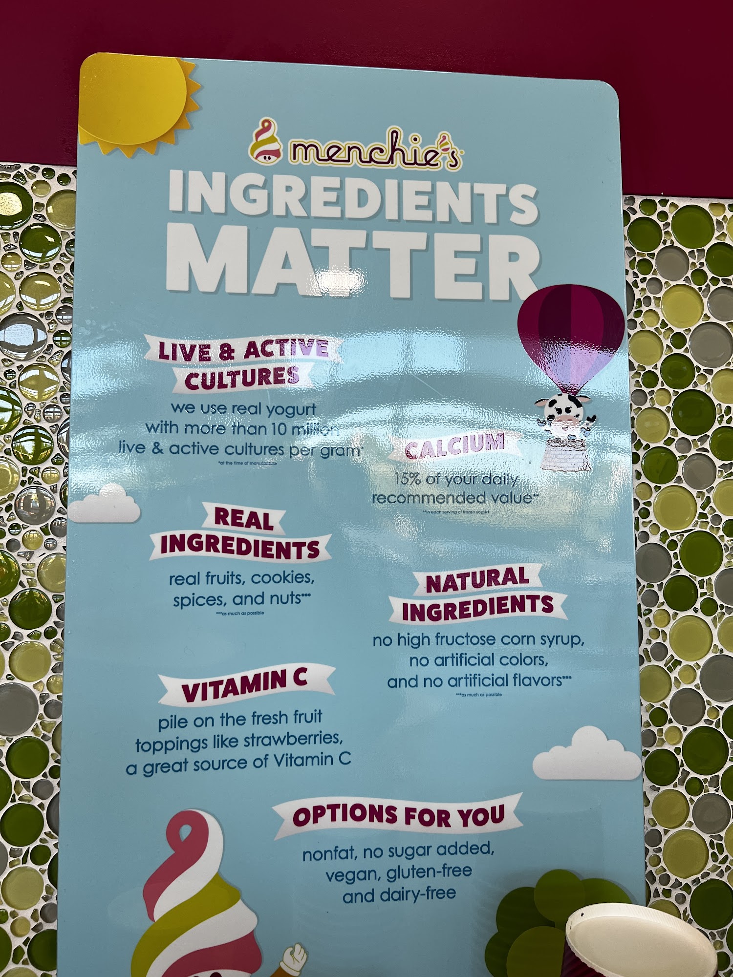 Menchie's Frozen Yogurt Menu