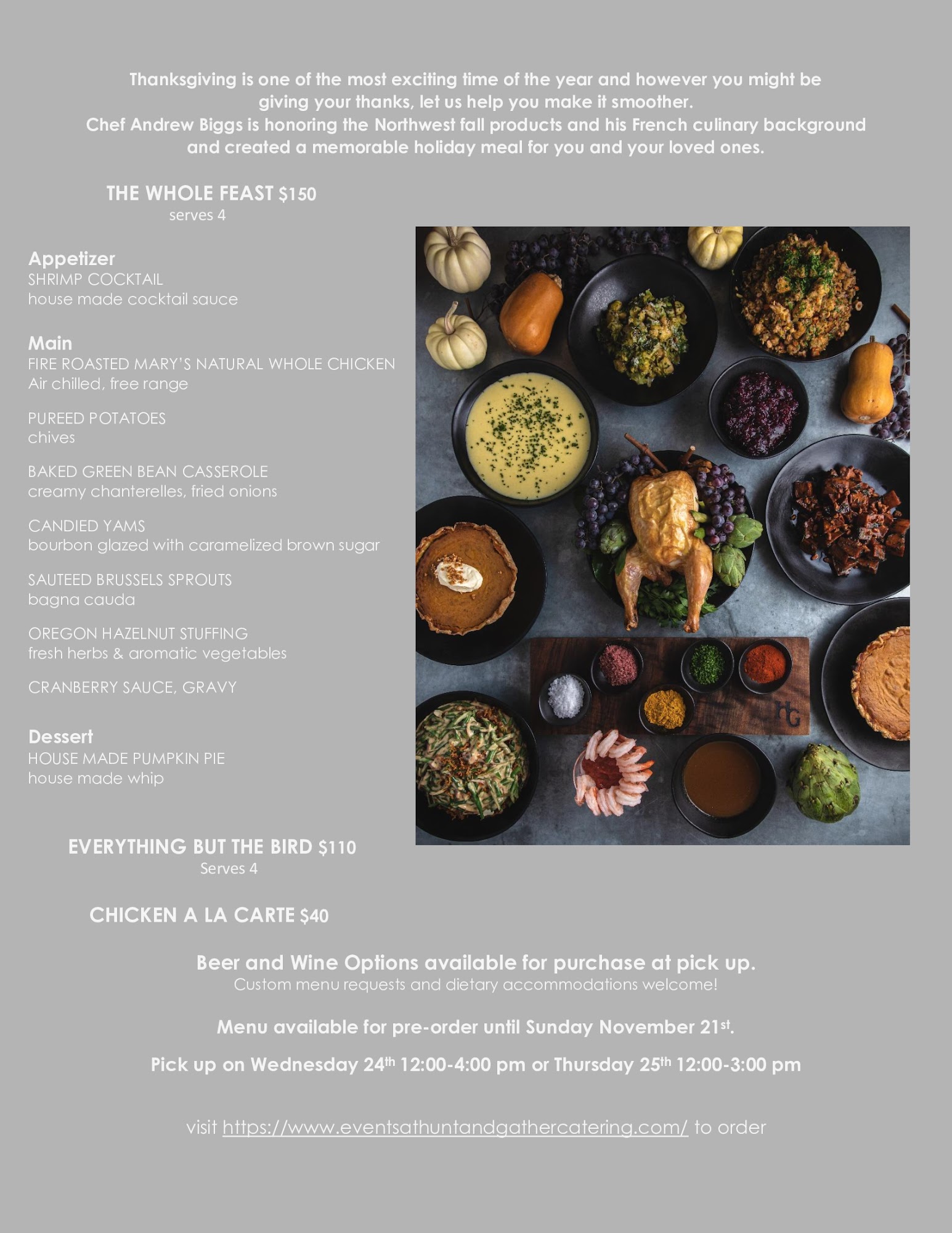 Events at Hunt & Gather Catering Menu