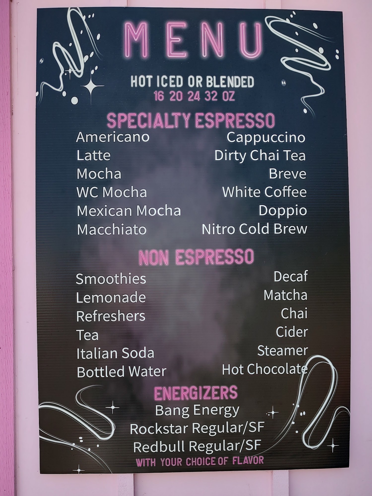Top Off Espresso Menu