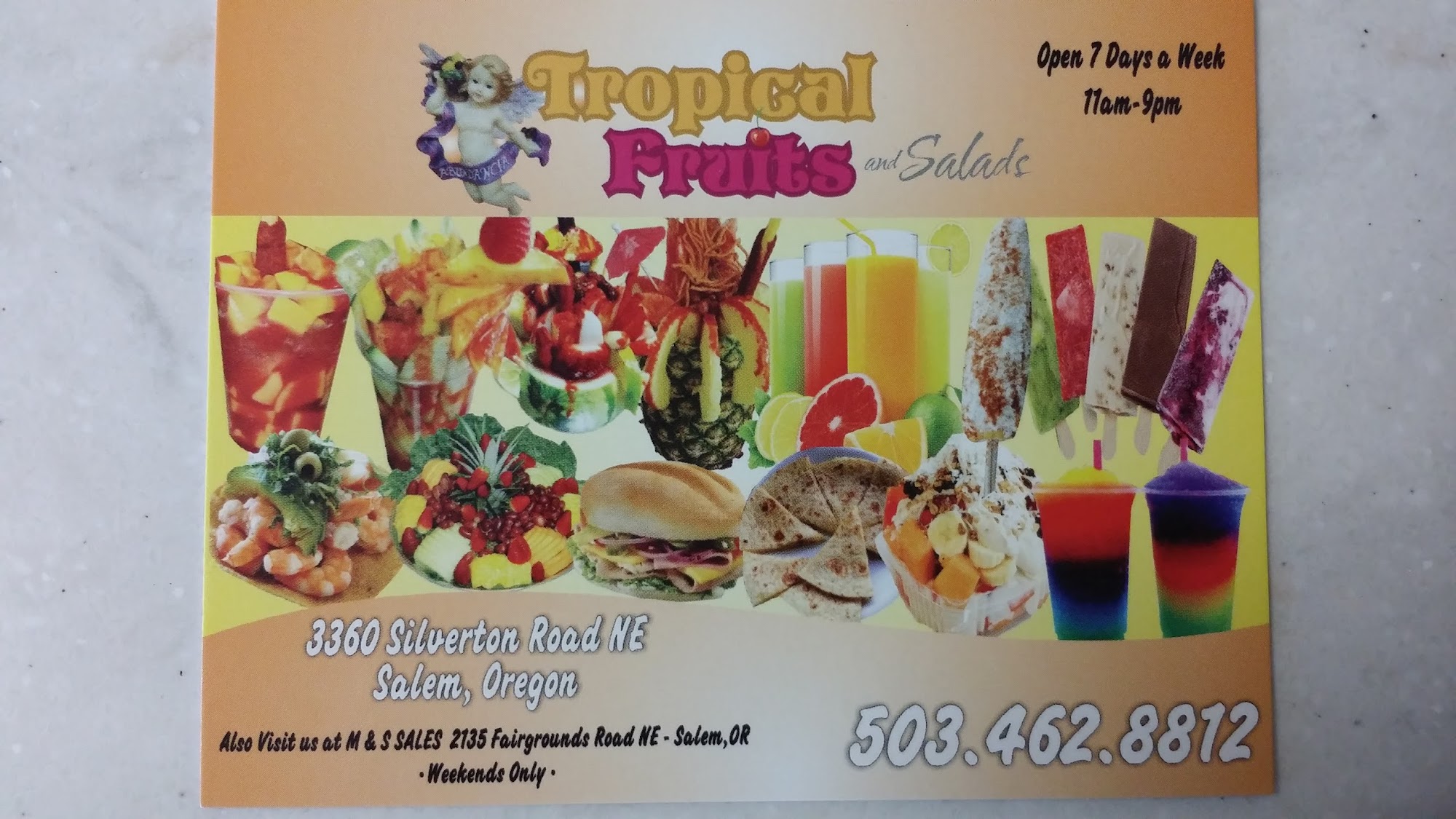 Tropical Fruits and Salads Menu